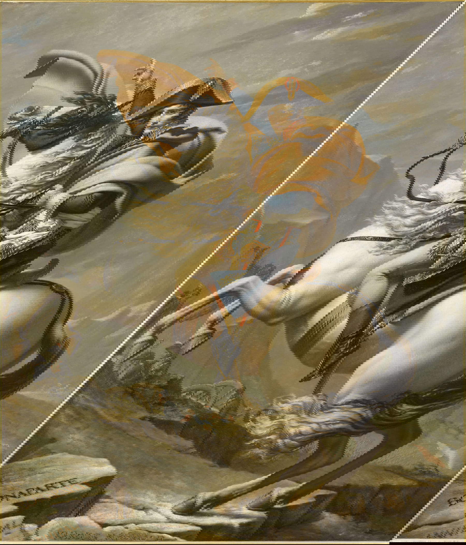 Jacques-Louis David, Bonaparte überquert die Alpen am Großen St. Bernhard-Pass (Museen der Schlösser von Malmaison und Bois-Pr&eacute;au). Foto: Franck Raux &copy; GrandPalaisRmn