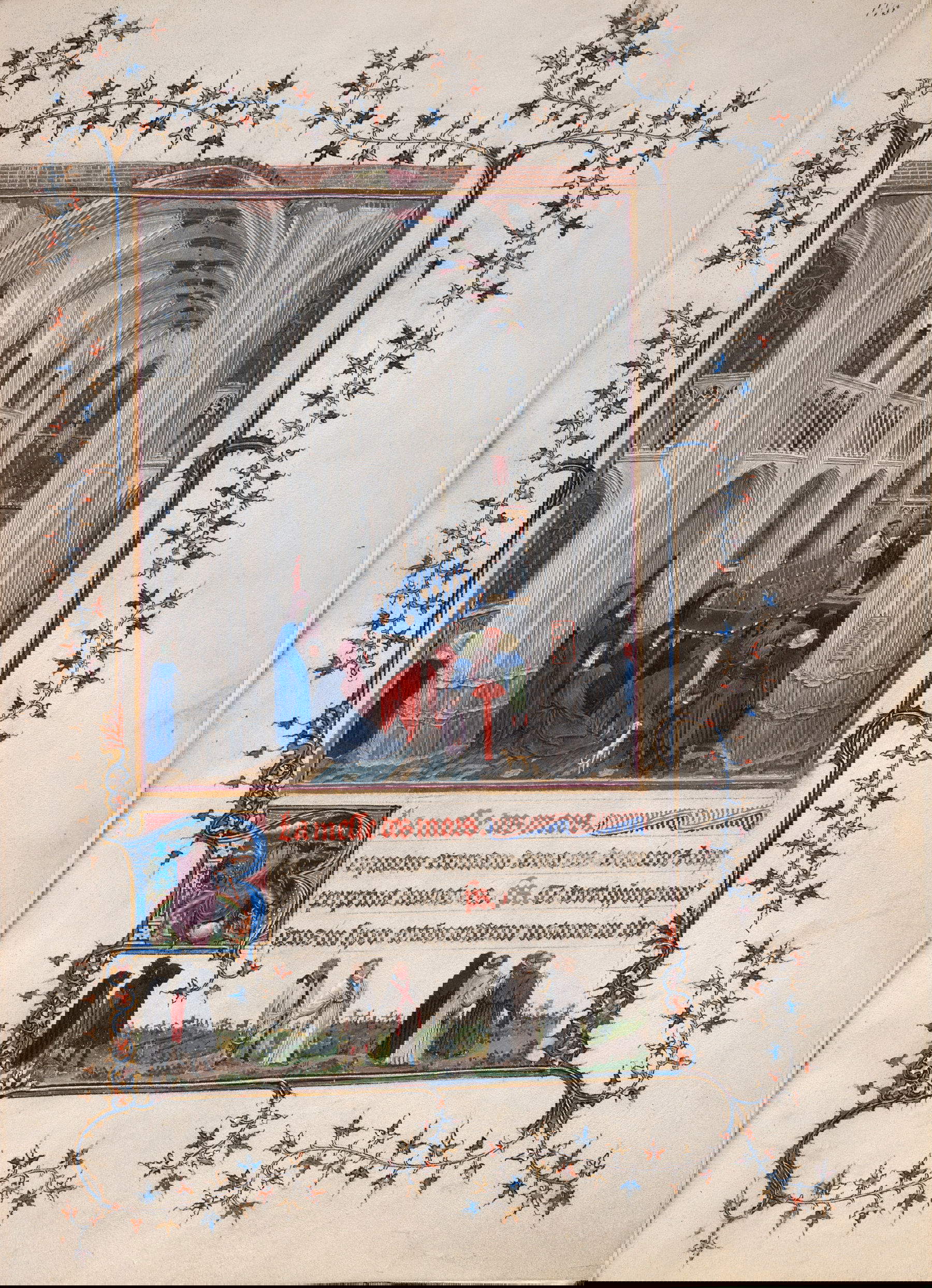 Jan Van Eyck, Tr&egrave;s Belles Heures de Notre Dame de Jean de Berry, codice noto anche come Ore di Torino-Milano, Messa dei morti (1420-1424; 20,3 x 28,3)