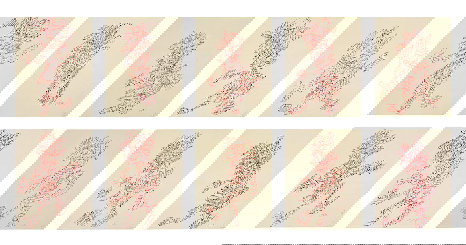 Jean Dubuffet, Personnage I - X (pour Mordicus) (1962; ink on paper) ©Opera Gallery