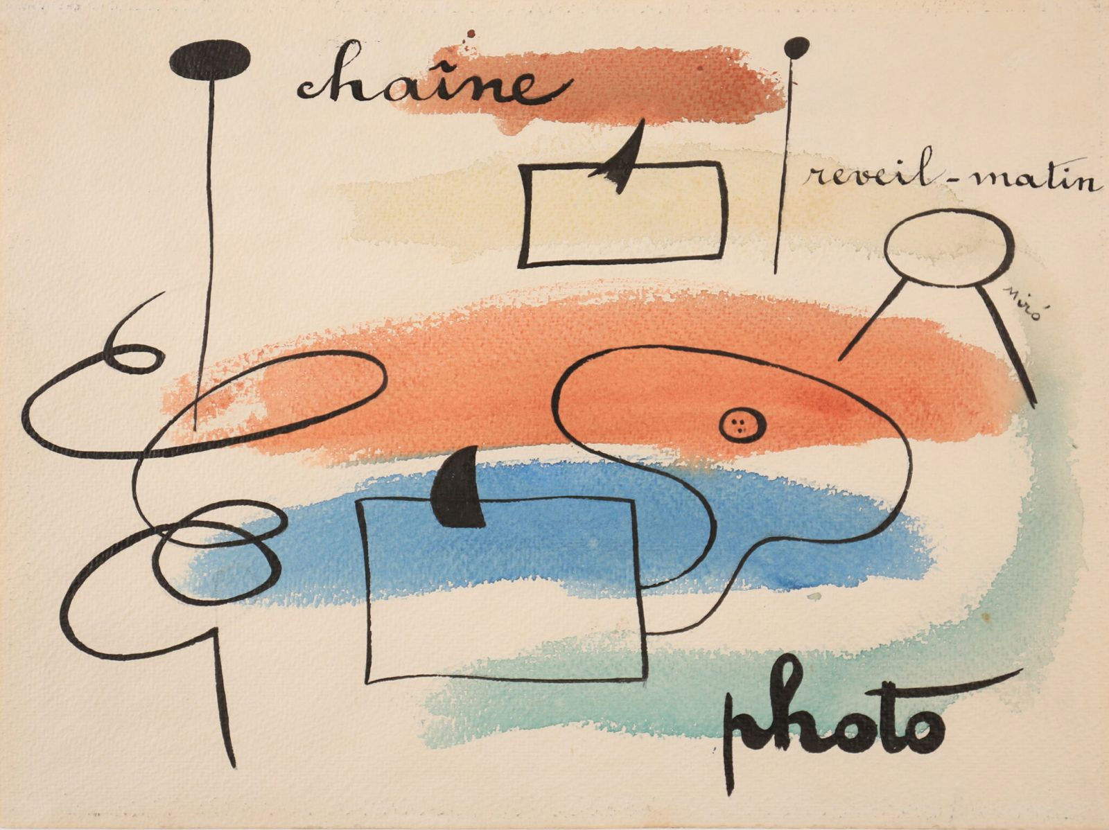 Joan Mir&oacute;, Signes et figurations (1935; watercolor, ink and inscriptions on paper, 33 &times; 44.5 cm; Paris, Galerie de la Pr&eacute;sidence Collection)