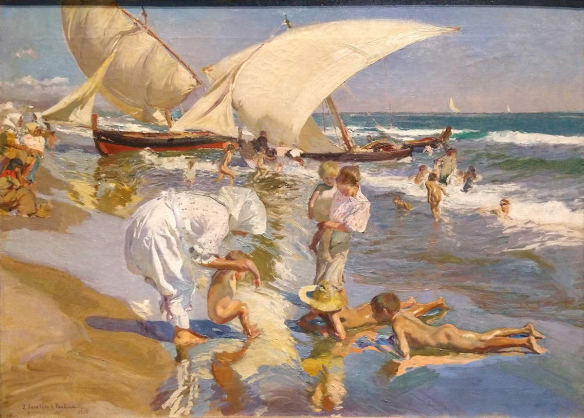 Joaqu&iacute;n Sorolla, Spiaggia di Valencia al mattino (1908; olio su tela, 76 x 105,6 cm; New York, Hispanic Society of America)