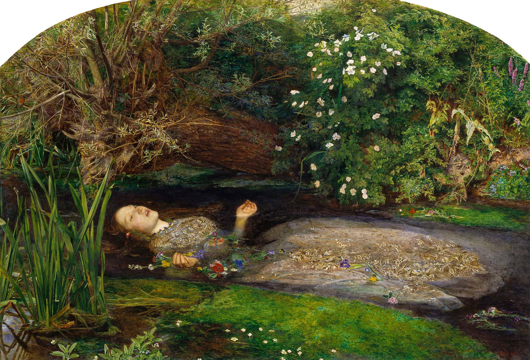 John Everett Millais, Ophelia (1851-1852; oil on canvas, 76.2 x 111.8 cm; London, Tate Gallery)
