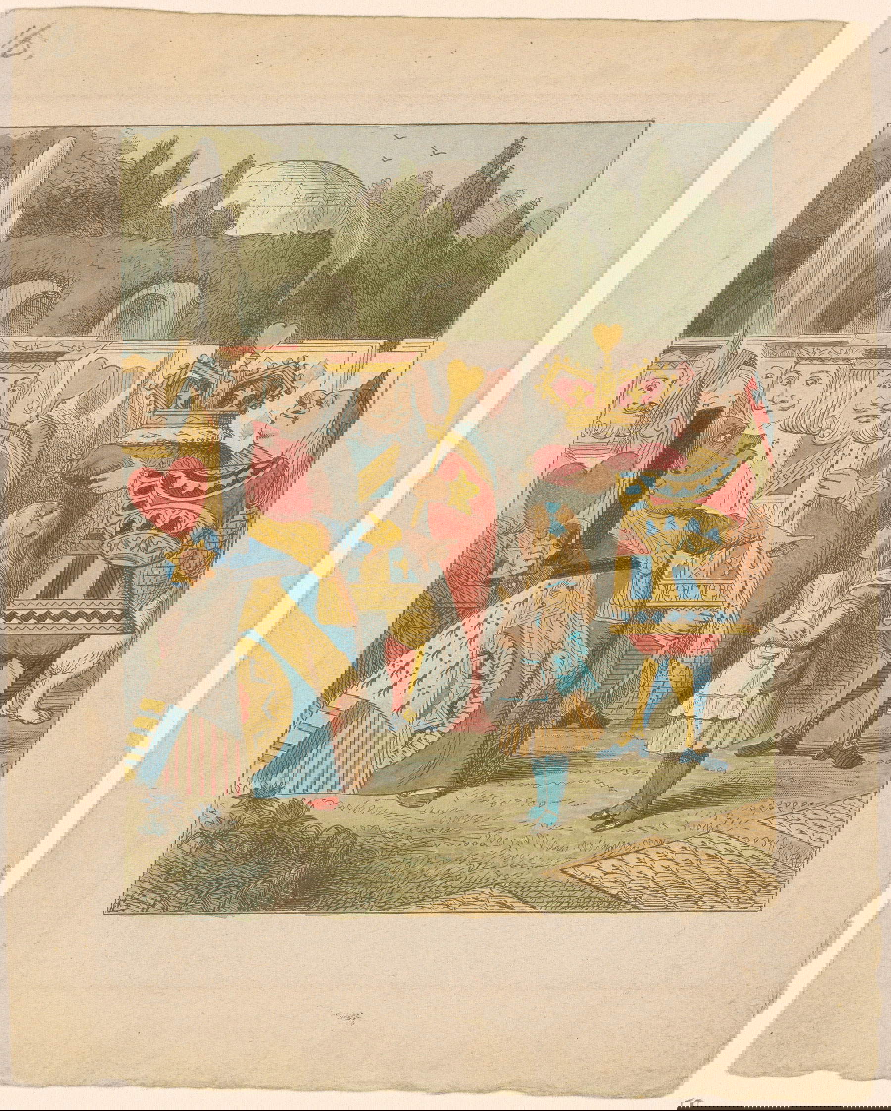 John Tenniel, The Queen Has Arrived (19. Jahrhundert; handkolorierter Abzug, 18,4 x 14,9 cm; New York, The Morgan Library &amp; Museum)