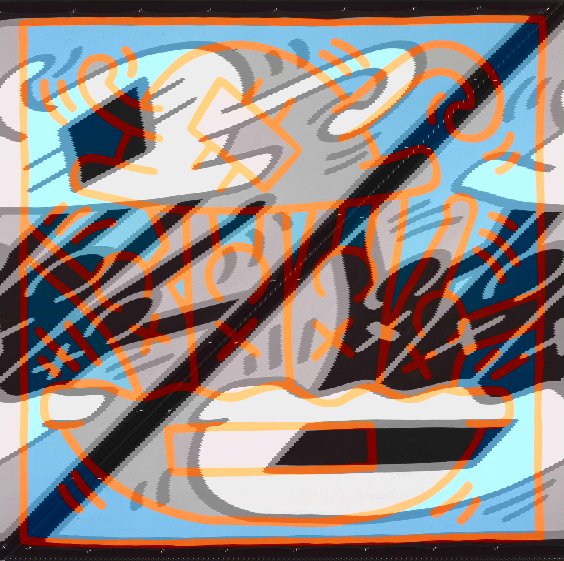 Keith Haring, Senza titolo - n&deg; 2557 (1986; acrilico e olio su tela; Nizza, Mus&eacute;e d&rsquo;Art Moderne et d&rsquo;Art Contemporain, MAMAC, Acquisto presso la Galerie Daniel Templon, Parigi, con il sostegno del Fram, 1987) &copy; Ville de Nice, Keith Haring artwork &copy; Keith Haring Foundation