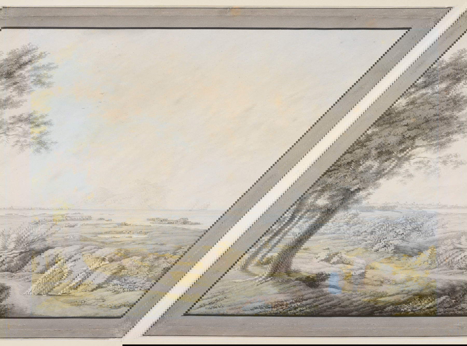 Christoph Heinrich Kniep, Il golfo di Palermo e il Monte Pellegrino (1787 circa; penna in nero e acquerello) &copy; Klassik Stiftung Weimar, Museen