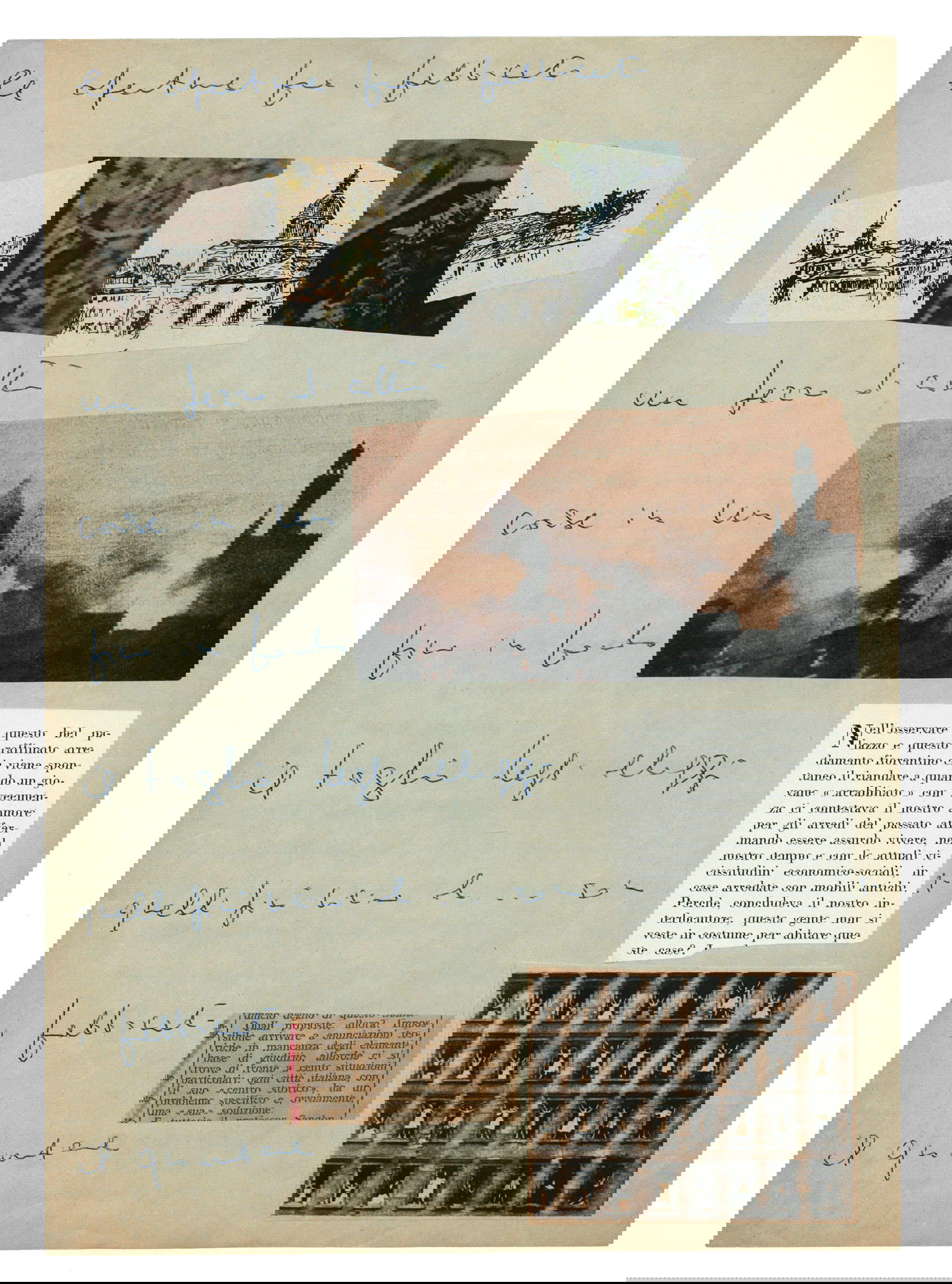 Lamberto Pignotti, Sin título (ca. 1960-70; collage con intervenciones manuscritas, 294 x 211 mm; Colección particular) Lamberto Pignotti, Sin título (ca. 1960-70; collage con intervenciones manuscritas, 294 x 211 mm; Colección particular)
