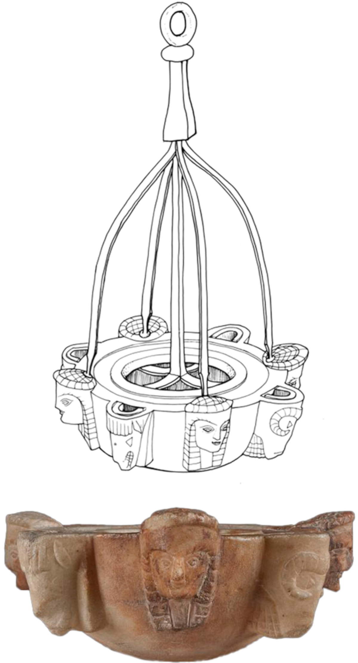 Una lampada in marmo a più ugelli, probabilmente di Naxos, trovata sull'Acropoli di Atene e risalente al VI secolo a.C. Museo dell'Acropoli (Ακρ. 190). Foto: per gentile concessione del Museo dell'Acropoli.