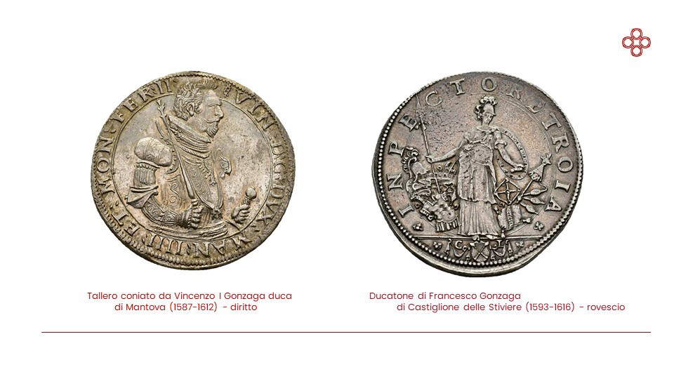 Le due monete esposte al Palazzo Ducale di Mantova