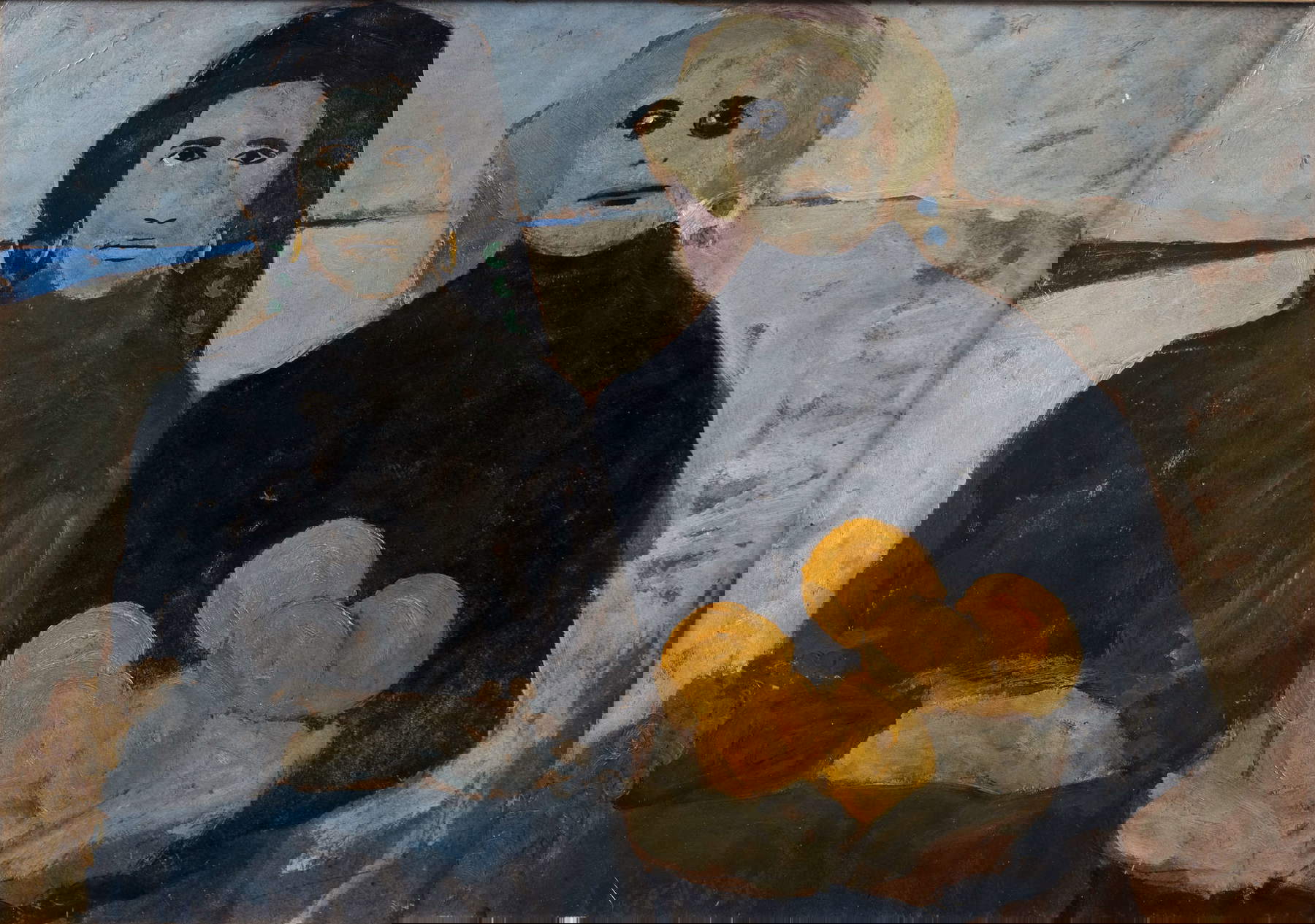 Lorenzo Viani, Frauen mit Obst (1911-1912; Öl auf Karton, 68 x 96 cm, signiert unten rechts: Viani und unten links: Lorenzo Viani) Lorenzo Viani, Frauen mit Obst (1911-1912; Öl auf Karton, 68 x 96 cm, signiert unten rechts: Viani und unten links: Lorenzo Viani)