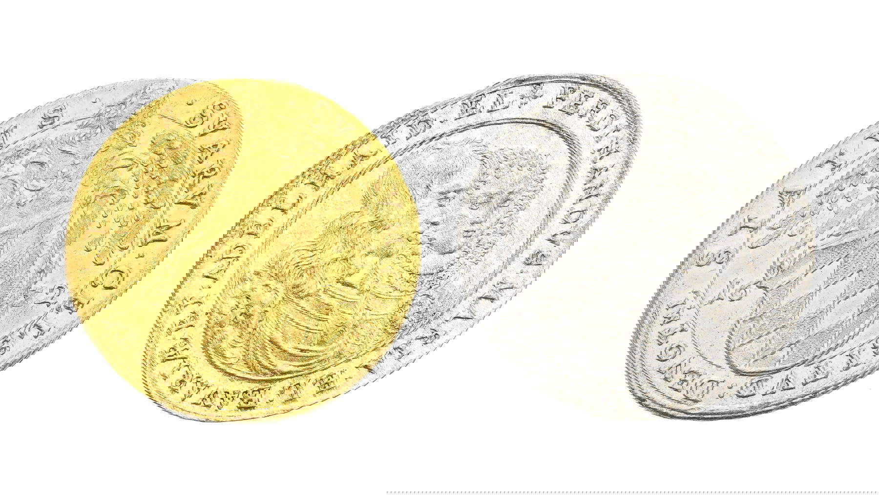 Lote 1023. Electorado de Baviera, Fernando María (1651-1679), matrimonio de Fernando María de Wittlesbach (1636-1679) y Enriqueta Adelaida de Saboya (1636-1676), 1652, 2 monedas conmemorativas de oro y plata, 3 ducados, diámetro 2,7 cm. Estimación 1.600-2.600 euros