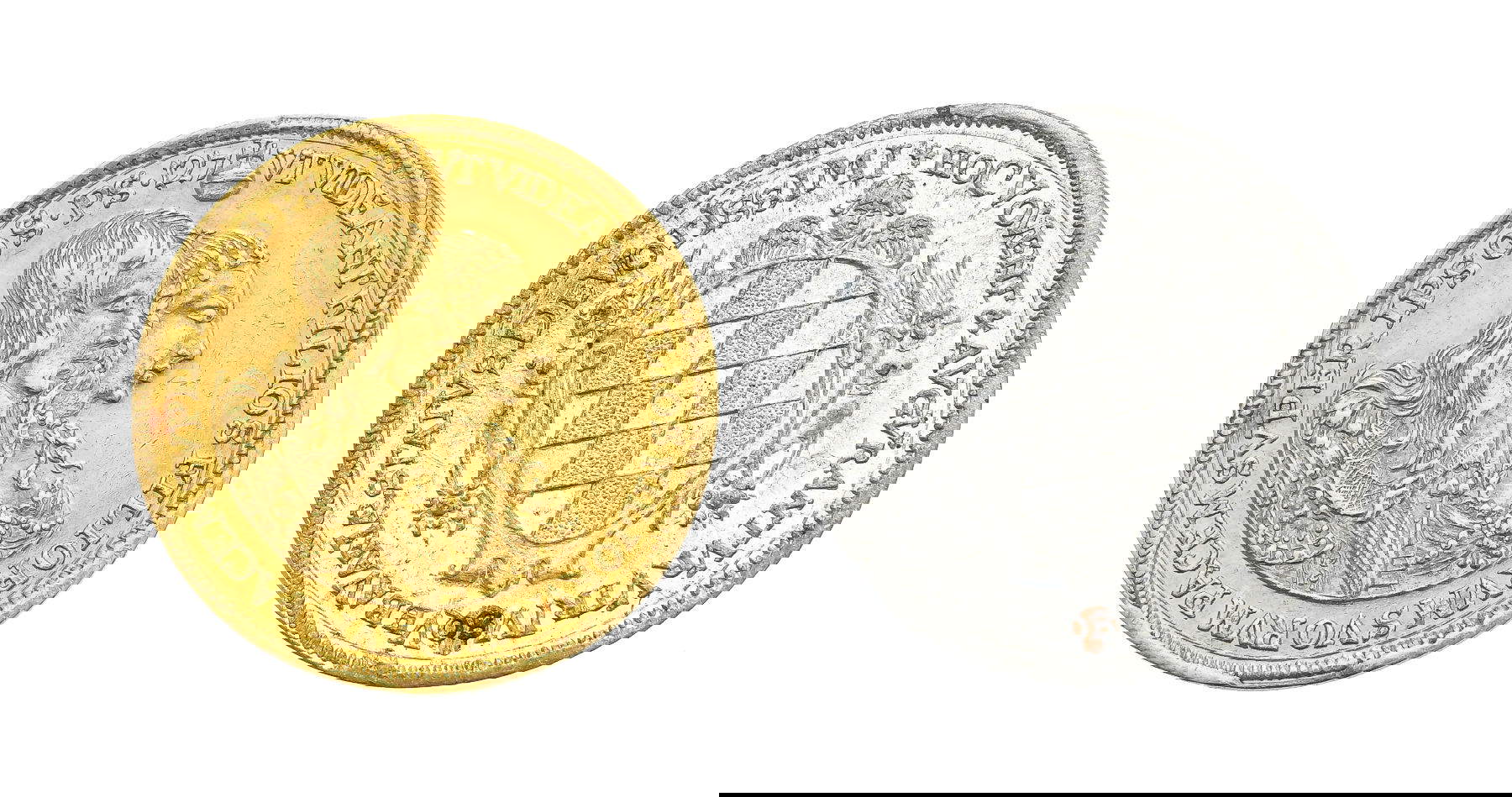 Lote 1024. Electorado de Baviera, Fernando María (1651-1679), nacimiento de la princesa María Ana, 1660, 2 monedas conmemorativas en oro y metal blanco, diámetro 3,4 cm. Estimación: 2.000-3.000 euros