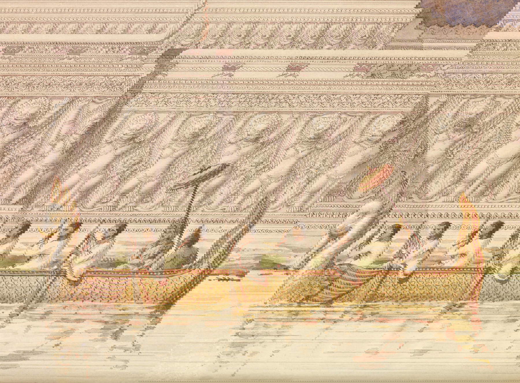 Louis Delaporte, Phim&acirc;nacas. Palais des rois Khmer au centre d'Angkor Thom, vue id&eacute;ale du perron nord de la terrasse des &eacute;l&eacute;phants, (circa 1890; watercolor on paper; Paris, Mus&eacute;e Guimet) / Thierry Ollivier