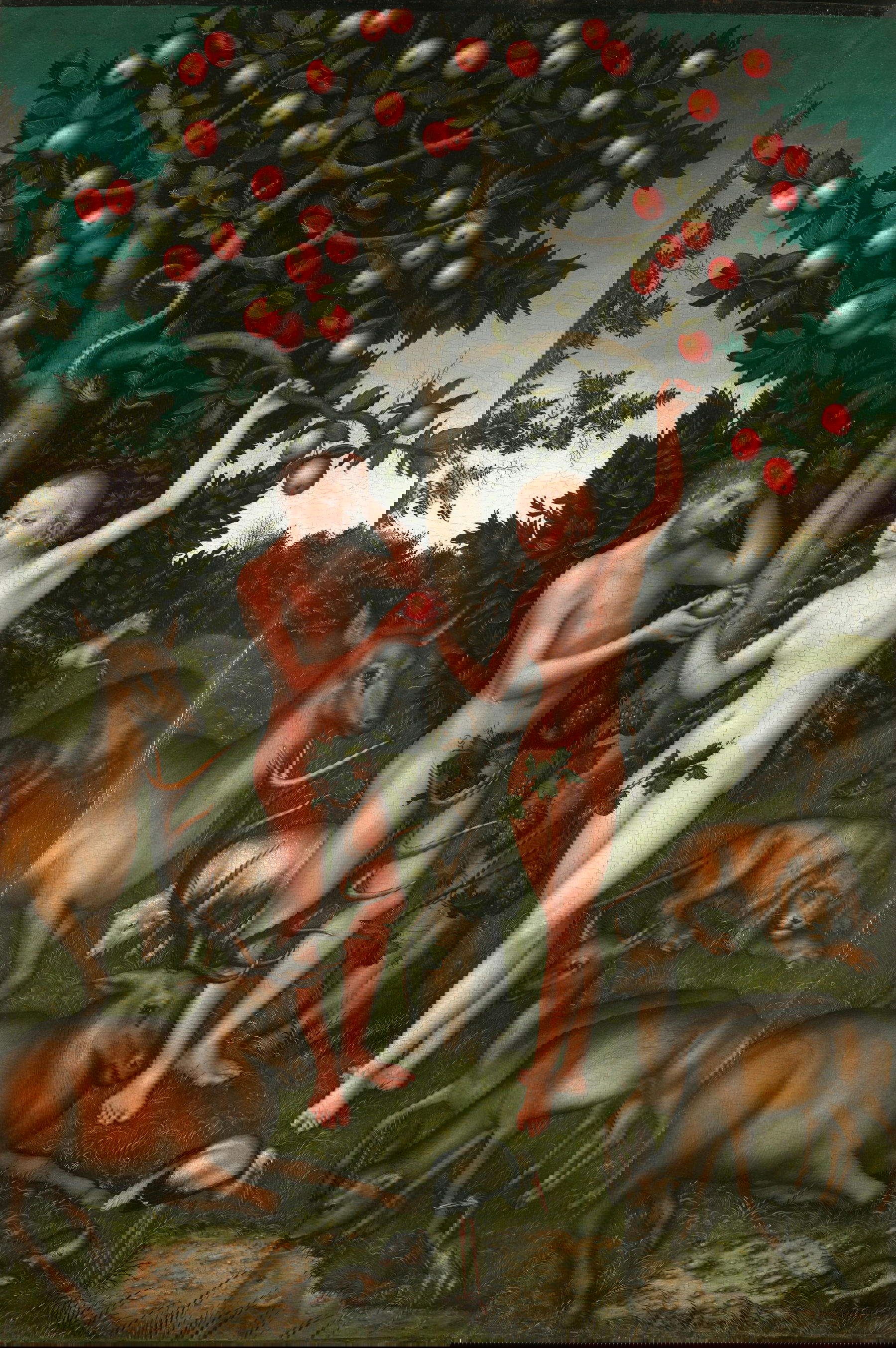 Lucas Cranach il Vecchio, Adamo ed Eva (1526; olio su legno d’acero e su pannello, 117 x 80 cm; Londra, The Courtauld Institute of Art)