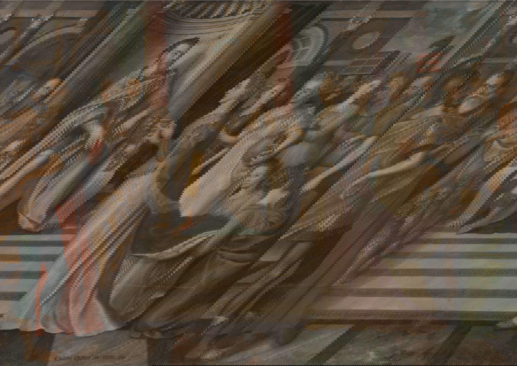 Lucas de Heere, L'incontro tra la regina di Saba e il re Salomone (1559; olio su tela, 183 x 260 cm; Gent, Cattedrale di San Bavone)