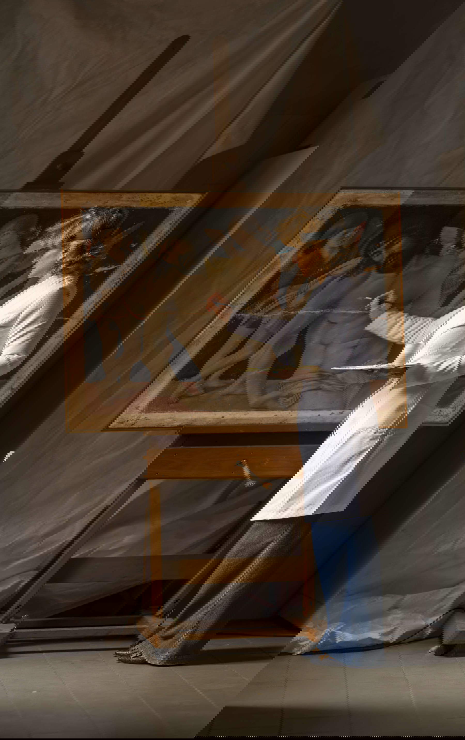 Lucia Tito durante il restauro. Foto: Matteo De Fina, Museo della Citt&agrave; &ldquo;Luigi Tonini&rdquo;, Rimini, per gentile concessione