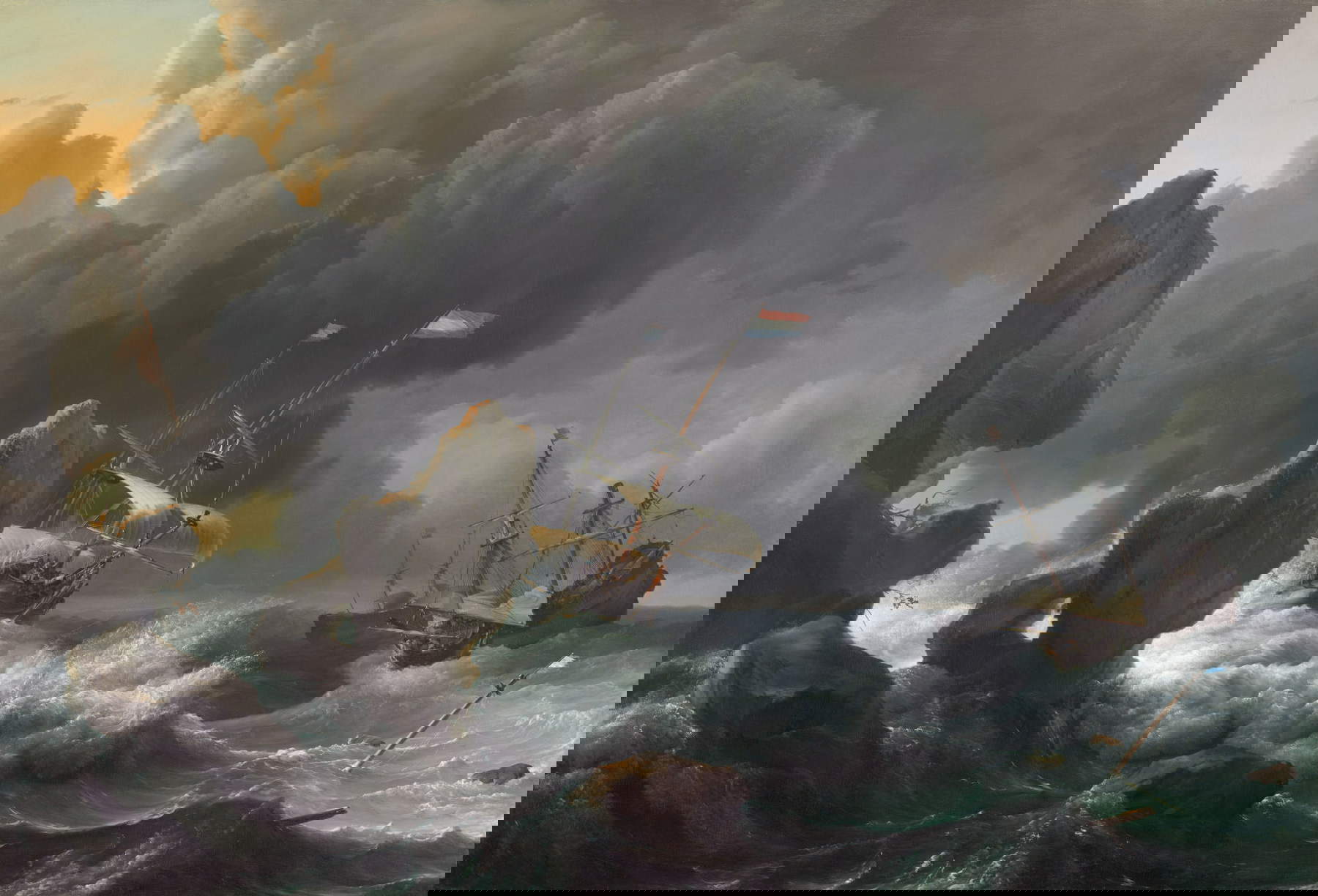 Ludolf Backhuysen, Ships in Distress off a Rocky Coast (1667; Olio su tela, 114,3 x 167,3 cm; Washington, National Gallery of Art)