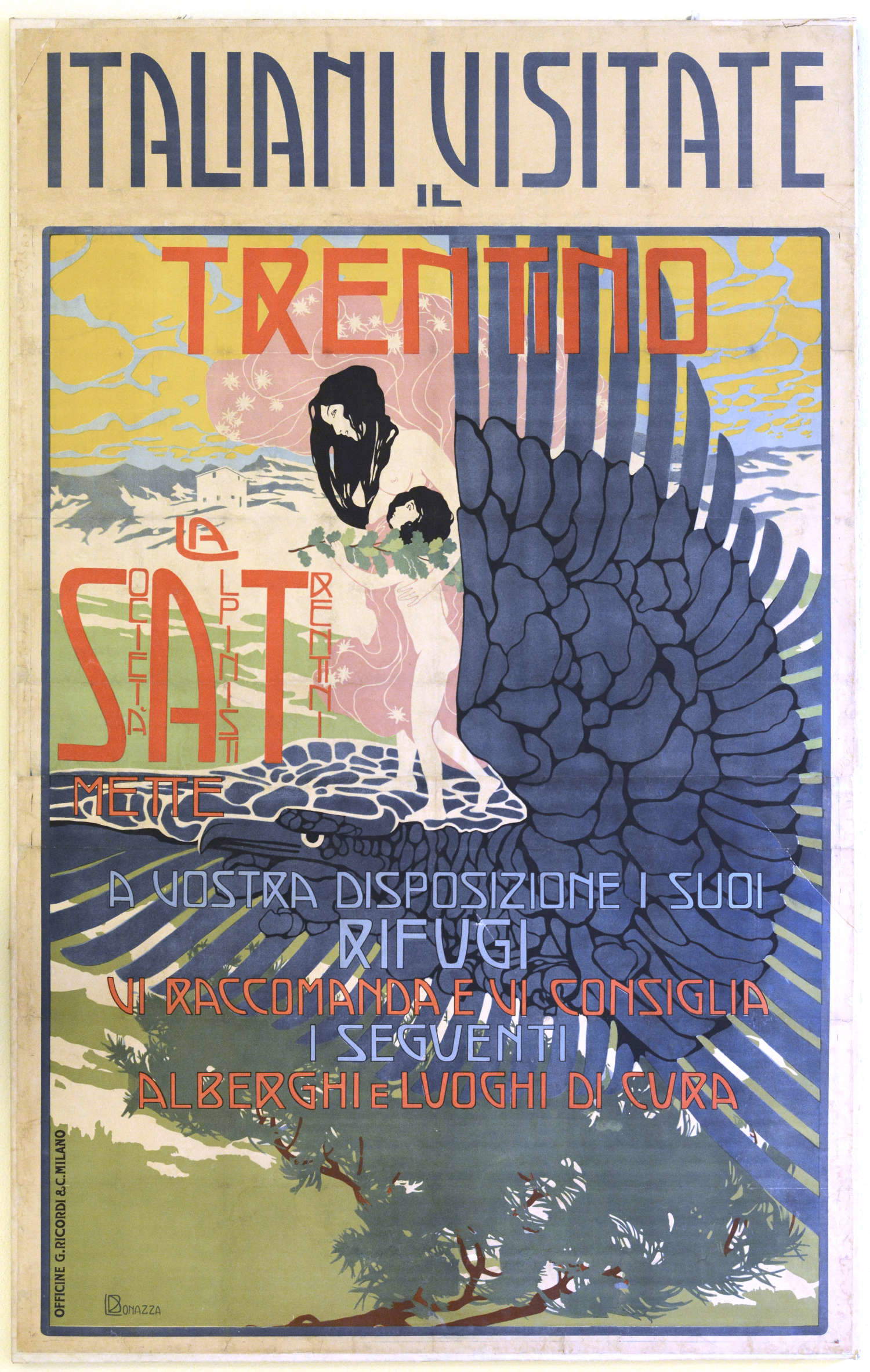 Luigi Bonazza, Italiener besuchen das Trentino. Werbeplakat (1903; Trient, Biblioteca comunale)