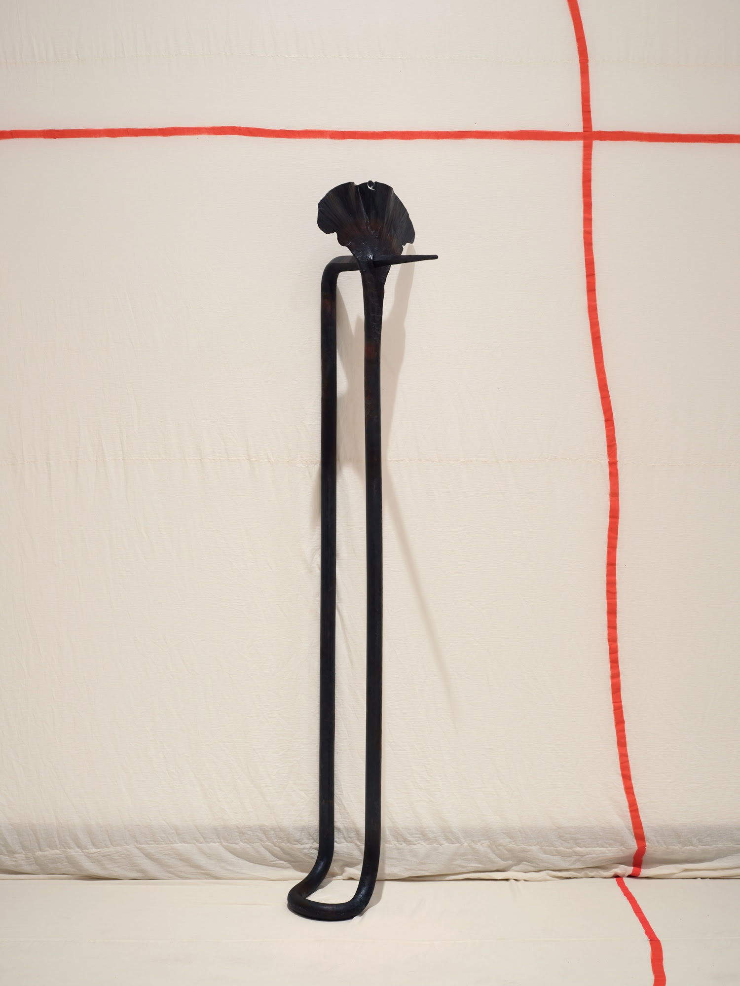 Lulu Nuti, Tube (regarde) (2024; wrought iron, 227 x 40 x 40 cm; Rome, 18th Quadriennale d'arte, Fantastica, Palazzo Esposizioni, October 11, 2025-January 18, 2026). Photo courtesy of Fondazione La Quadriennale di Roma. Photo: Agostino Osio - Alto Piano