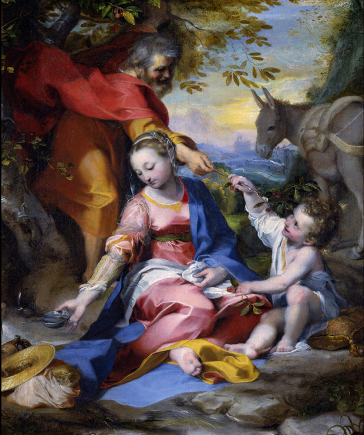 Federico Barocci, Descanso durante la huida a Egipto (Virgen de las cerezas) (1570-1573; óleo sobre lienzo, 133 x 110 cm; Ciudad del Vaticano, Museos Vaticanos, Pinacoteca). Foto &copy; Gobernación del SCV - Dirección de Museos