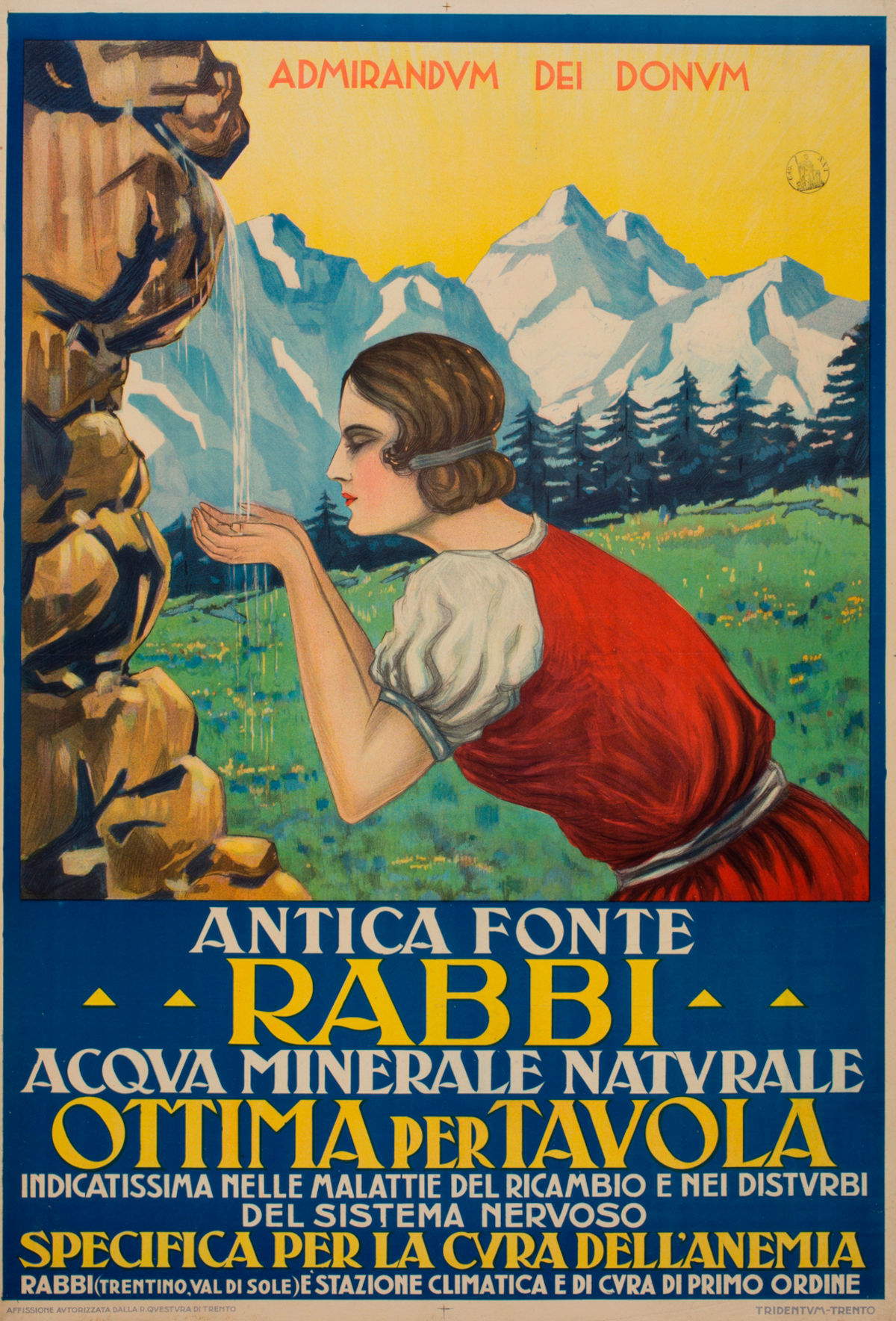 Anonimo, Manifesto per l&rsquo;Antica Fonte di Rabbi (1920-1940 circa; Treviso, Museo Nazionale Collezione Salce)