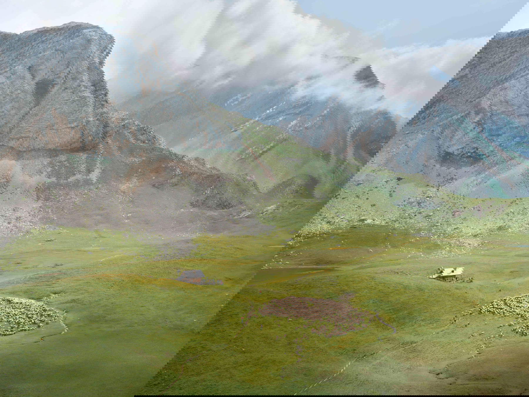 Manuel Cicchetti, Arrivo della&nbsp;transumanza a&nbsp;malga Fosses, Cortina d&rsquo;Ampezzo (70 x 93 cm) &copy; Manuel Cicchetti