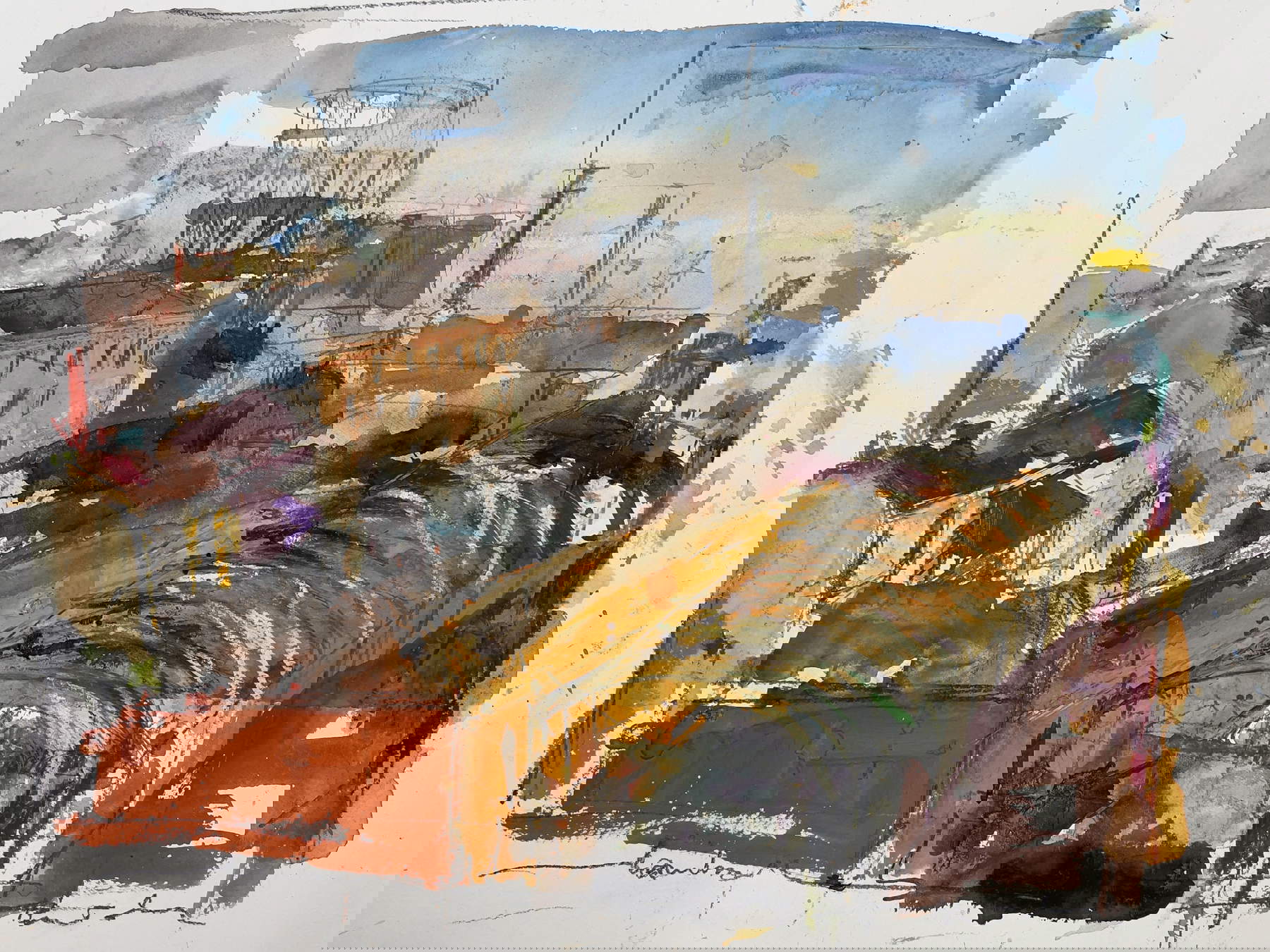 Marina Previtali, Quartiere dell'Ortica 1, MI (2023 ; techniques mixtes sur papier, 70 x 50 cm)