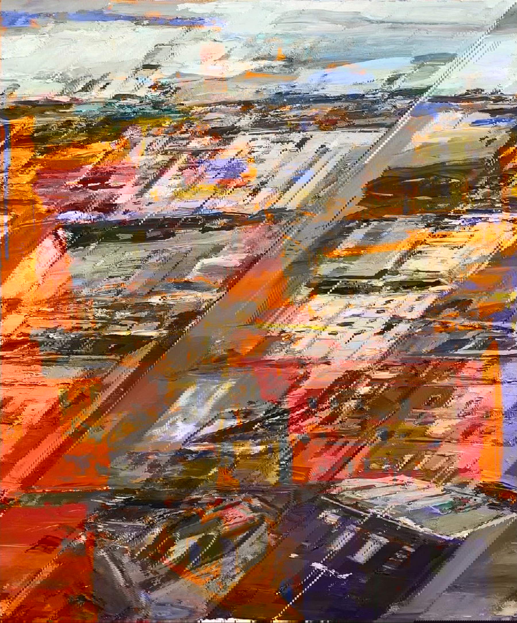 Marina Previtali, Torre Velasca bis (2023 ; huile sur toile, 135 x 165 cm)