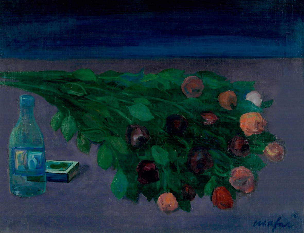 Mario Mafai, Nature morte aux roses (fin des années 1940 ; huile sur toile ; collection privée) Mario Mafai, Nature morte aux roses (fin des années 1940 ; huile sur toile ; collection privée)