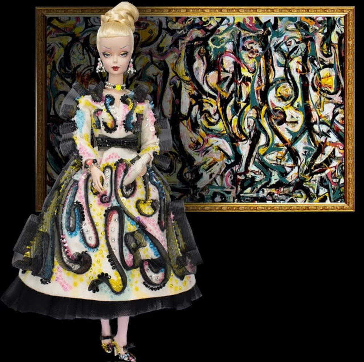 Die Barbie ist von Jackson Pollocks Convergence (1952) inspiriert. Foto: Magia2000, Instagram-Profil