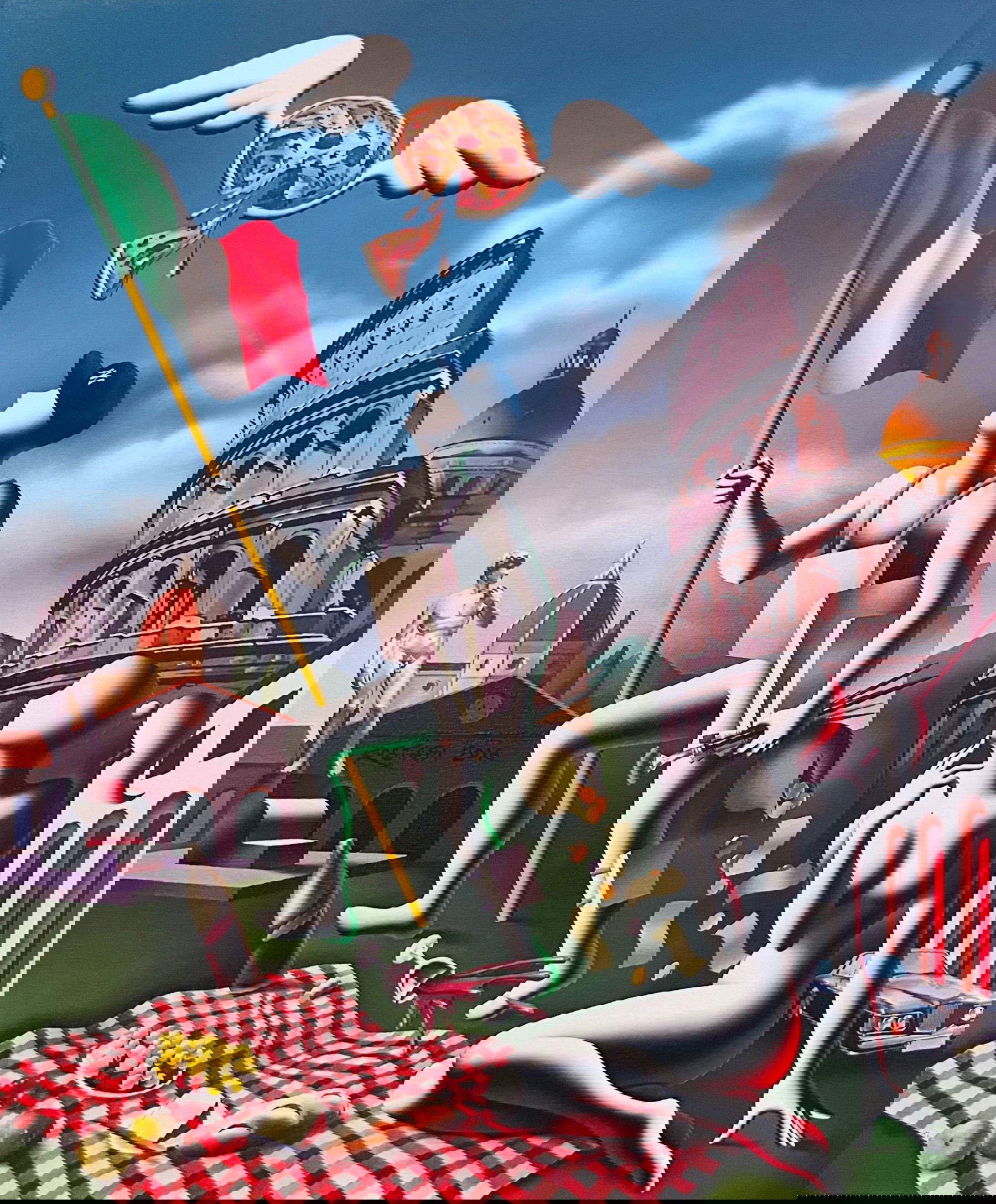 Mark Kostabi, My Italy (2016; olio su tela, 60 x 50 cm)