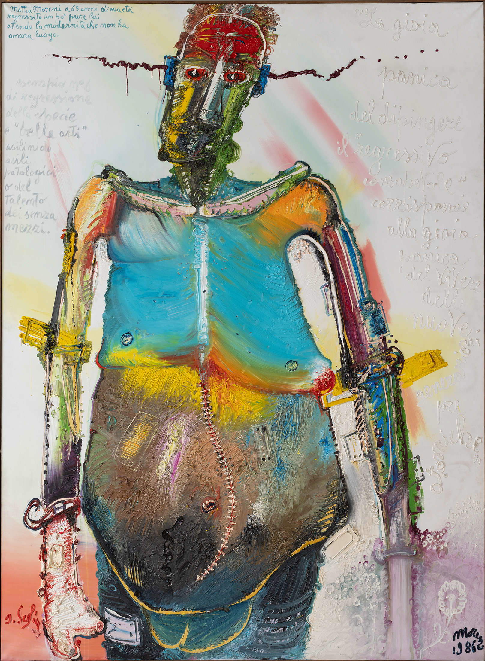 Mattia Moreni, Autoportrait n° 3 (1986 ; 260x190 cm ; Collection privée)