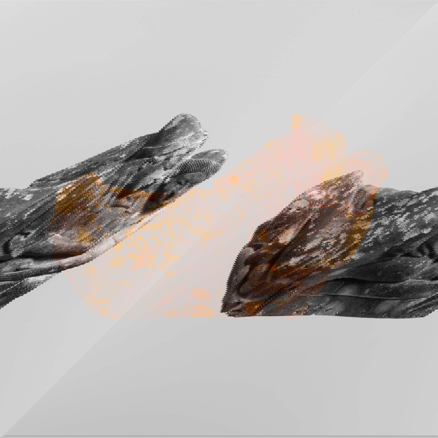 Spilla in ambra intagliata con coppia (500 a.C. circa; ambra; 8,4 x 4 x 14 cm; New York, Metropolitan Museum of Art)