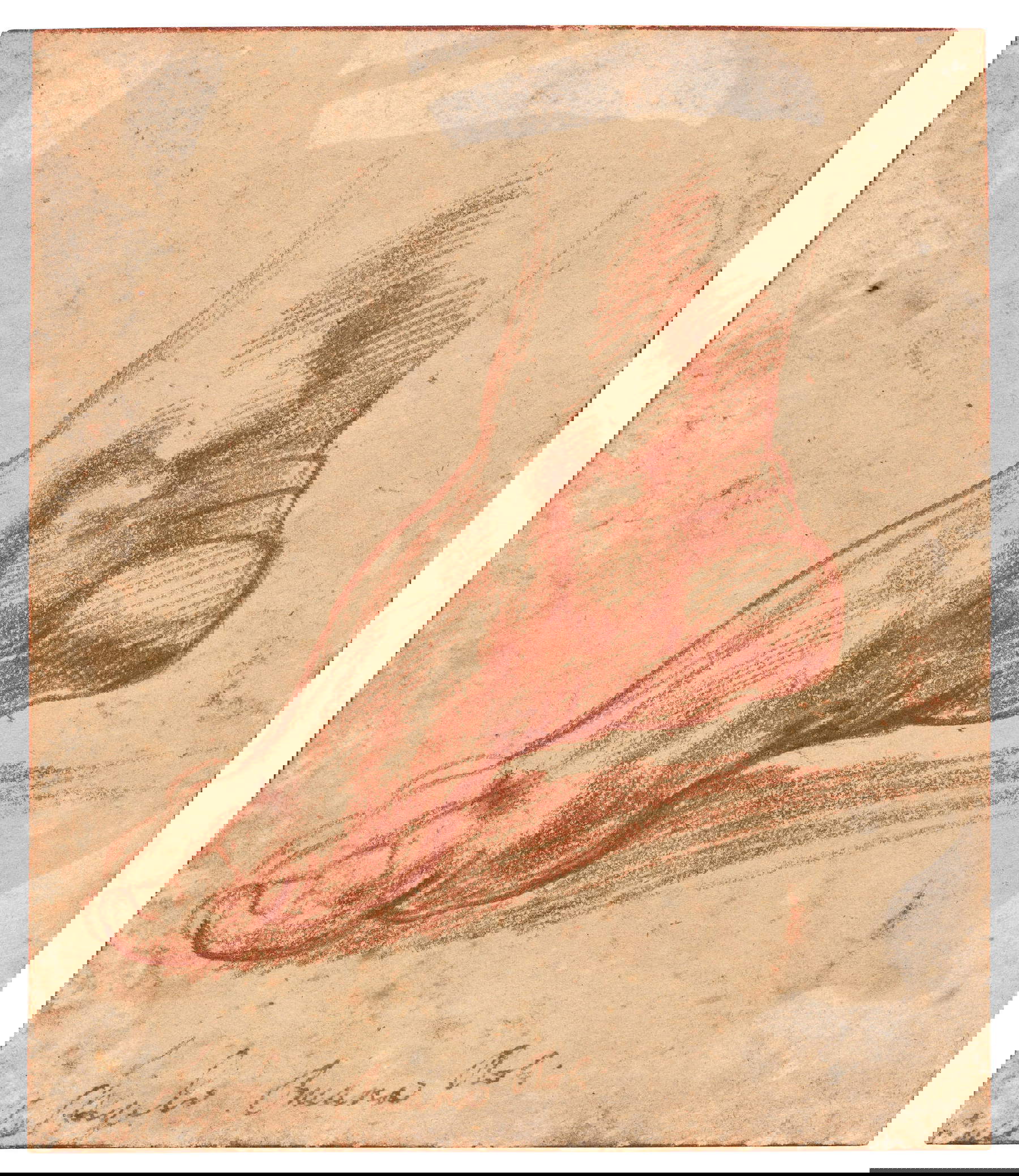 Michel-Ange, Étude pour un pied de la Sibylle libyenne (vers 1510-1511 ; sanguine sur papier, 135 x 115 mm)