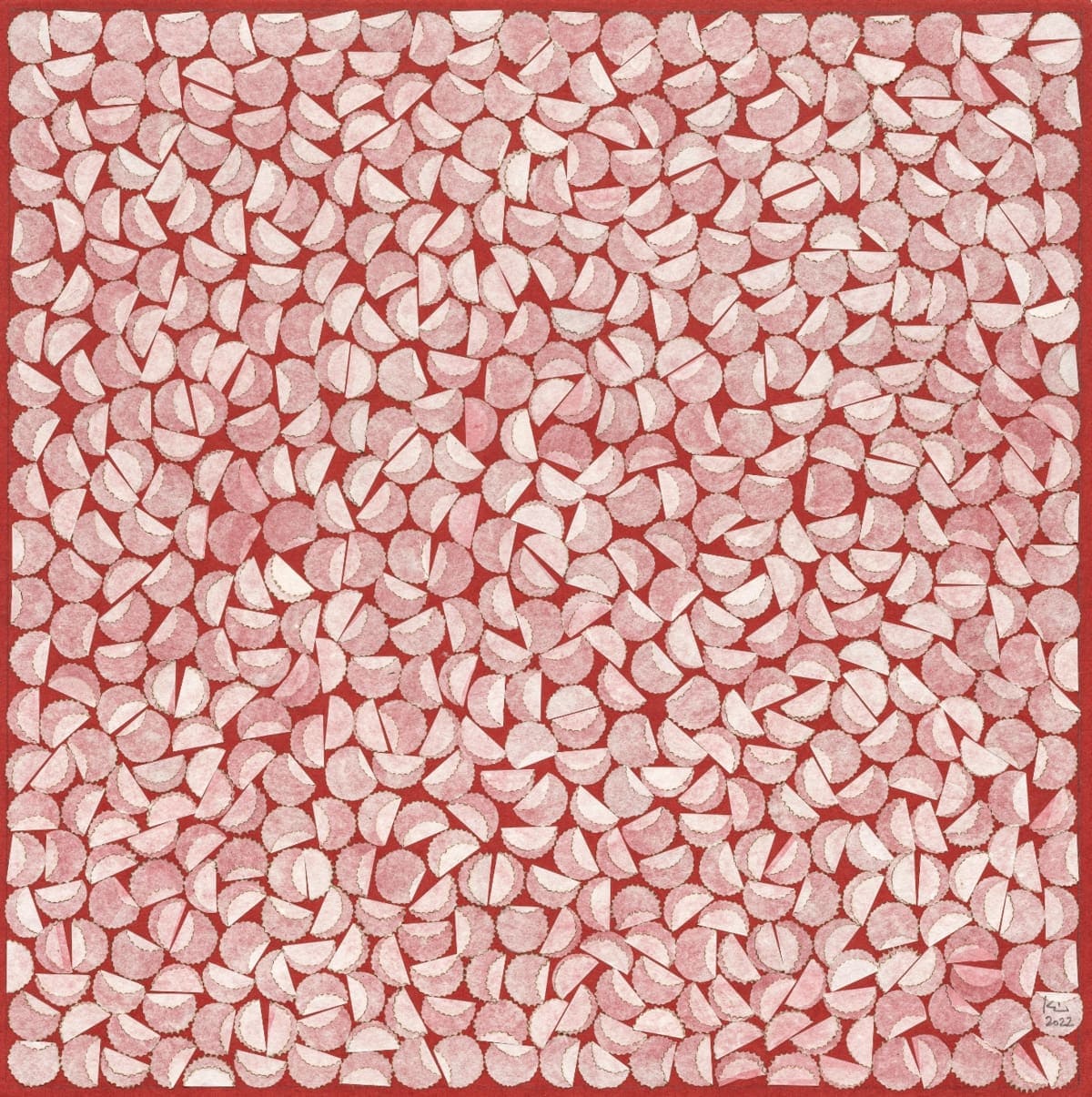 Minjung Kim, Ordnung und Impuls (2022; Mischtechnik auf Hanji-Maulbeerpapier, 51 x 51 cm). Foto: ©Minjung Kim, mit freundlicher Genehmigung der Künstlerin.