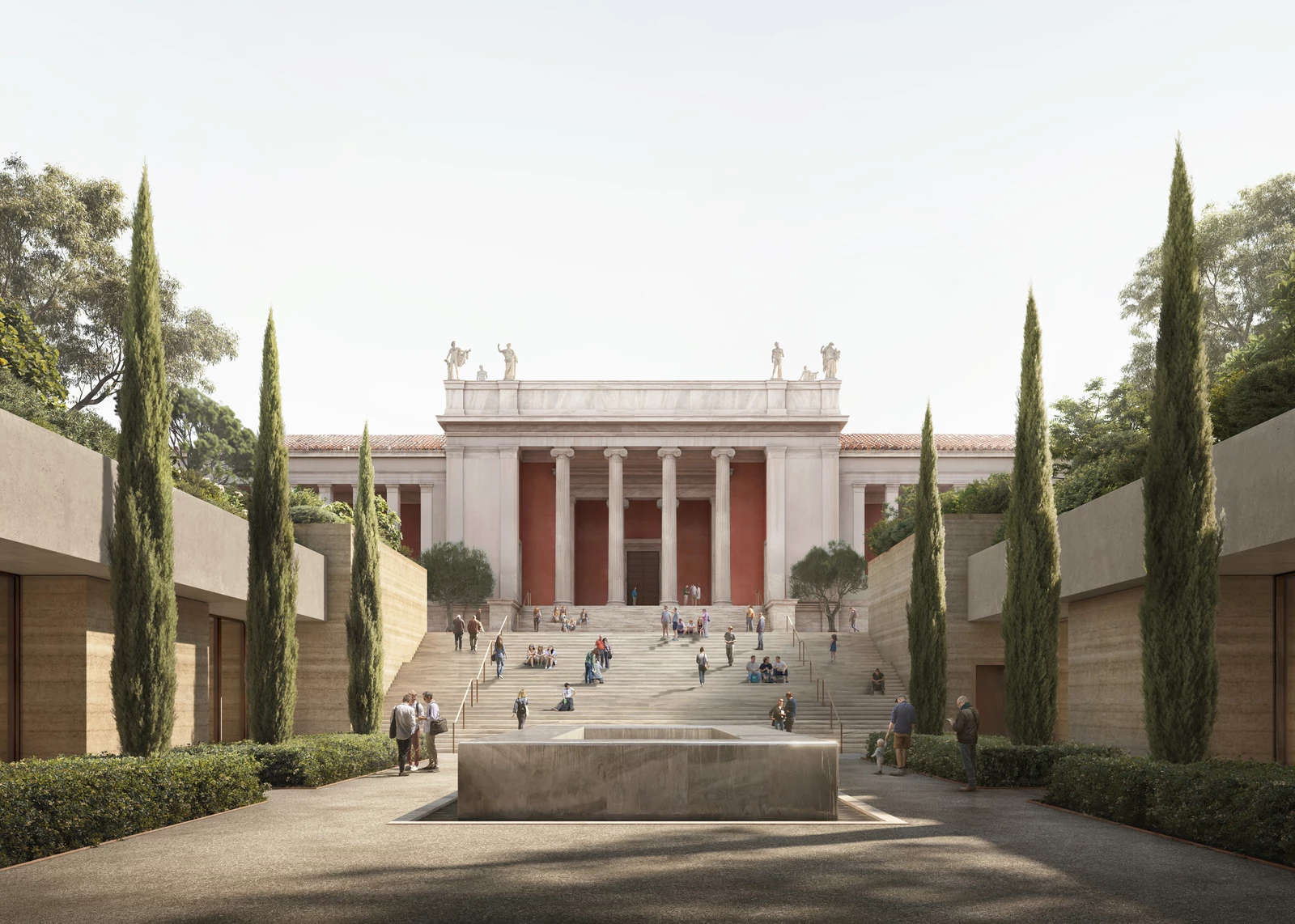 Il rendering dell'ammodernamento del Museo Archeologico Nazionale di Atene. Immagine: David Chipperfield Architects