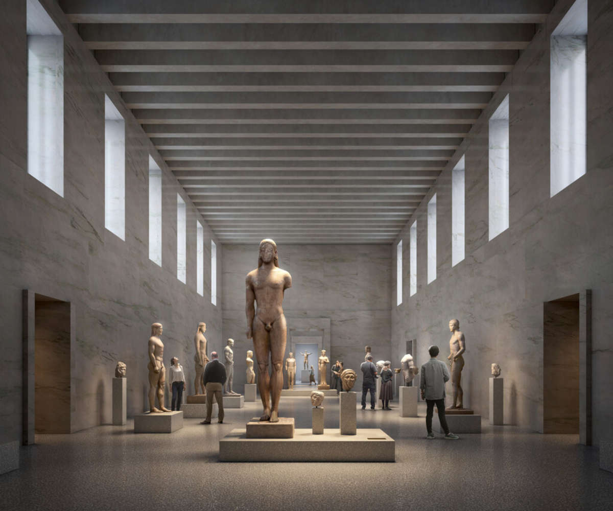 Il rendering dell'ammodernamento del Museo Archeologico Nazionale di Atene. Immagine: David Chipperfield Architects