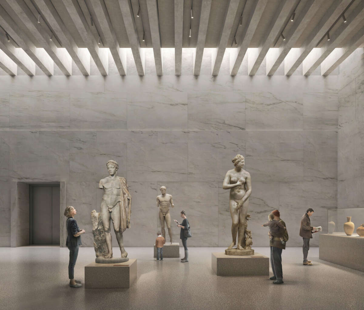 Il rendering dell'ammodernamento del Museo Archeologico Nazionale di Atene. Immagine: David Chipperfield Architects