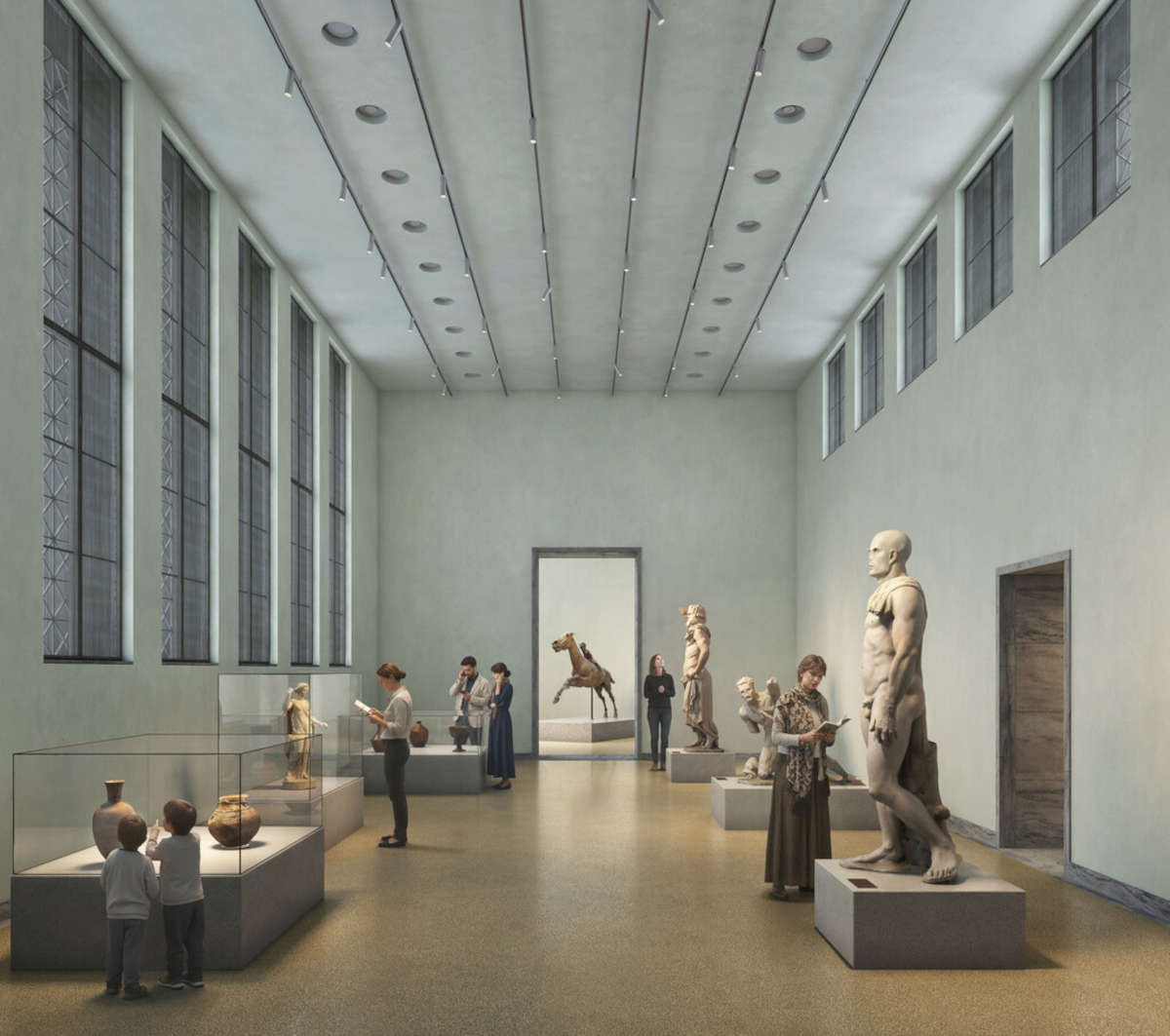Il rendering dell'ammodernamento del Museo Archeologico Nazionale di Atene. Immagine: David Chipperfield Architects
