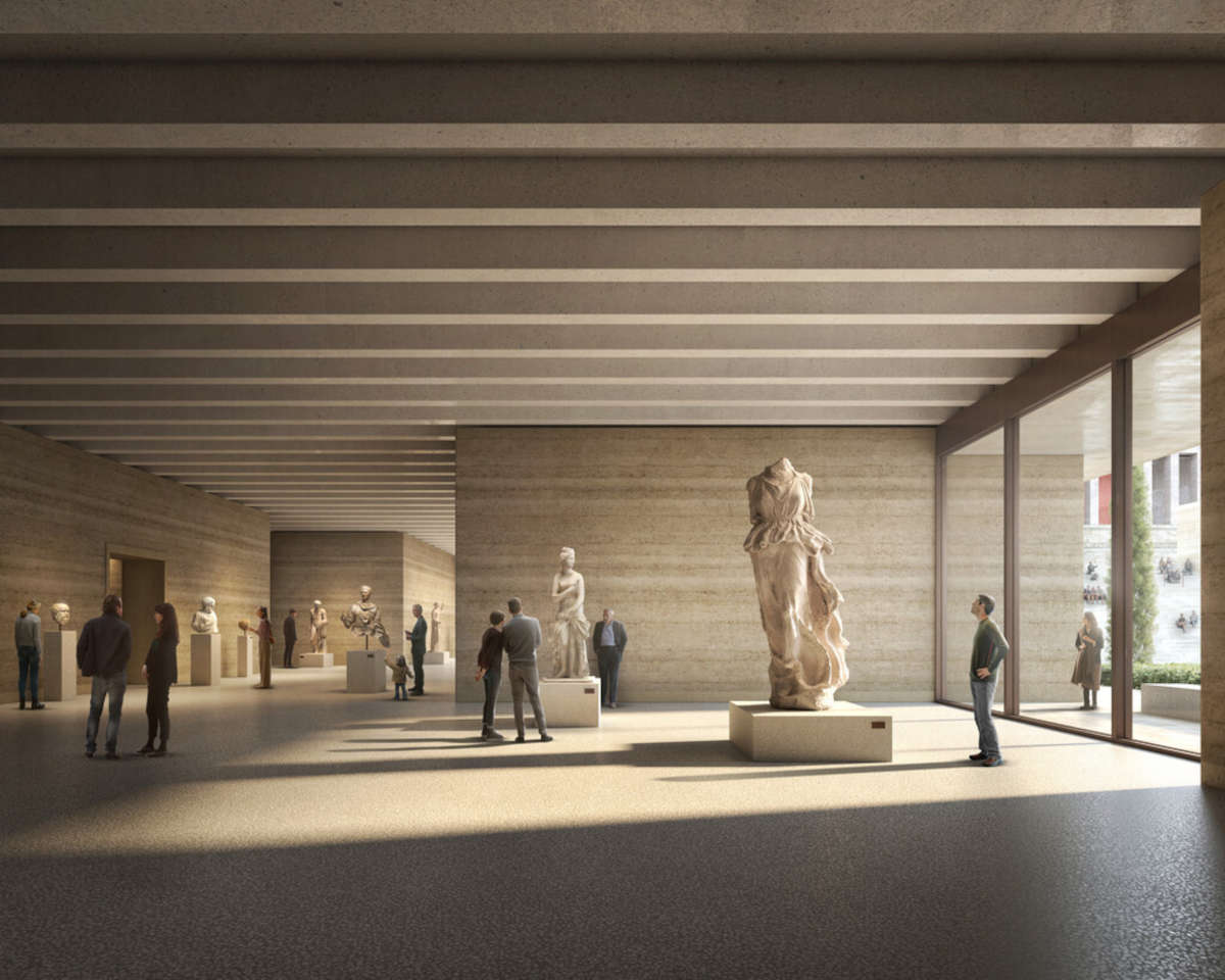 Il rendering dell'ammodernamento del Museo Archeologico Nazionale di Atene. Immagine: David Chipperfield Architects