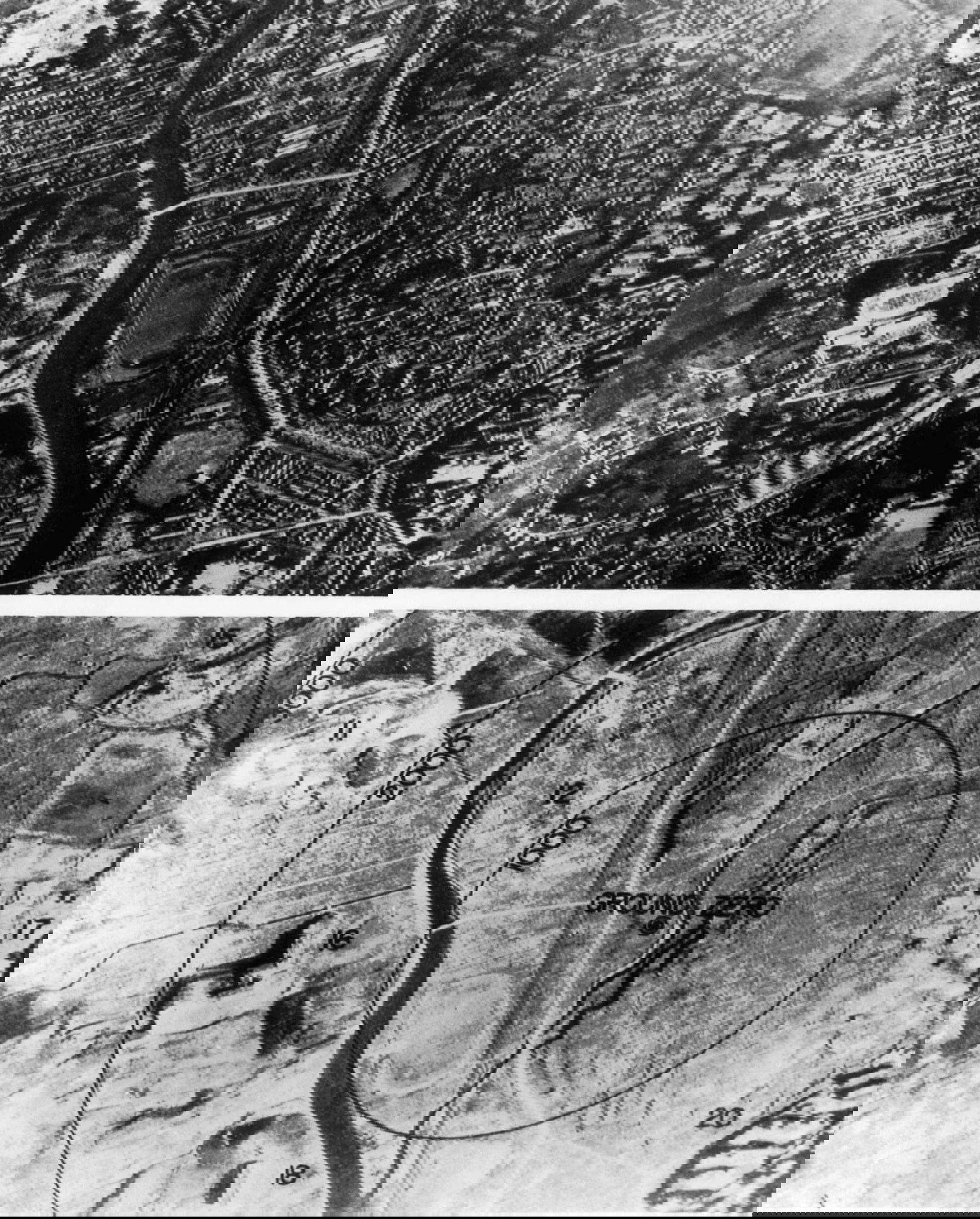 Nagasaki, before and after the atomic bombing on August 9, 1945