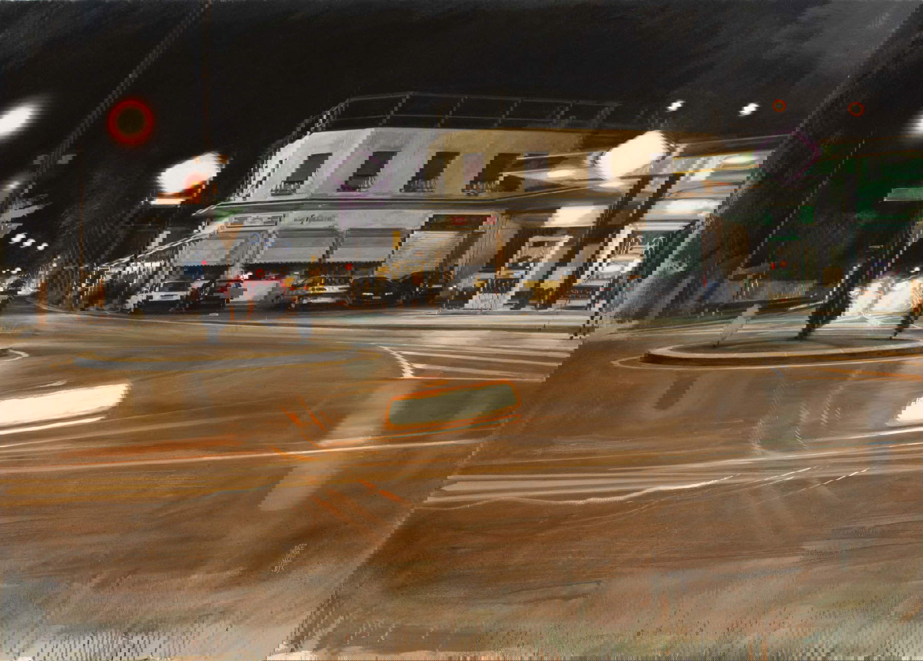 Nicola Nannini, Notte di periferia (2022-23; olio su tela, 100 x 140 cm)