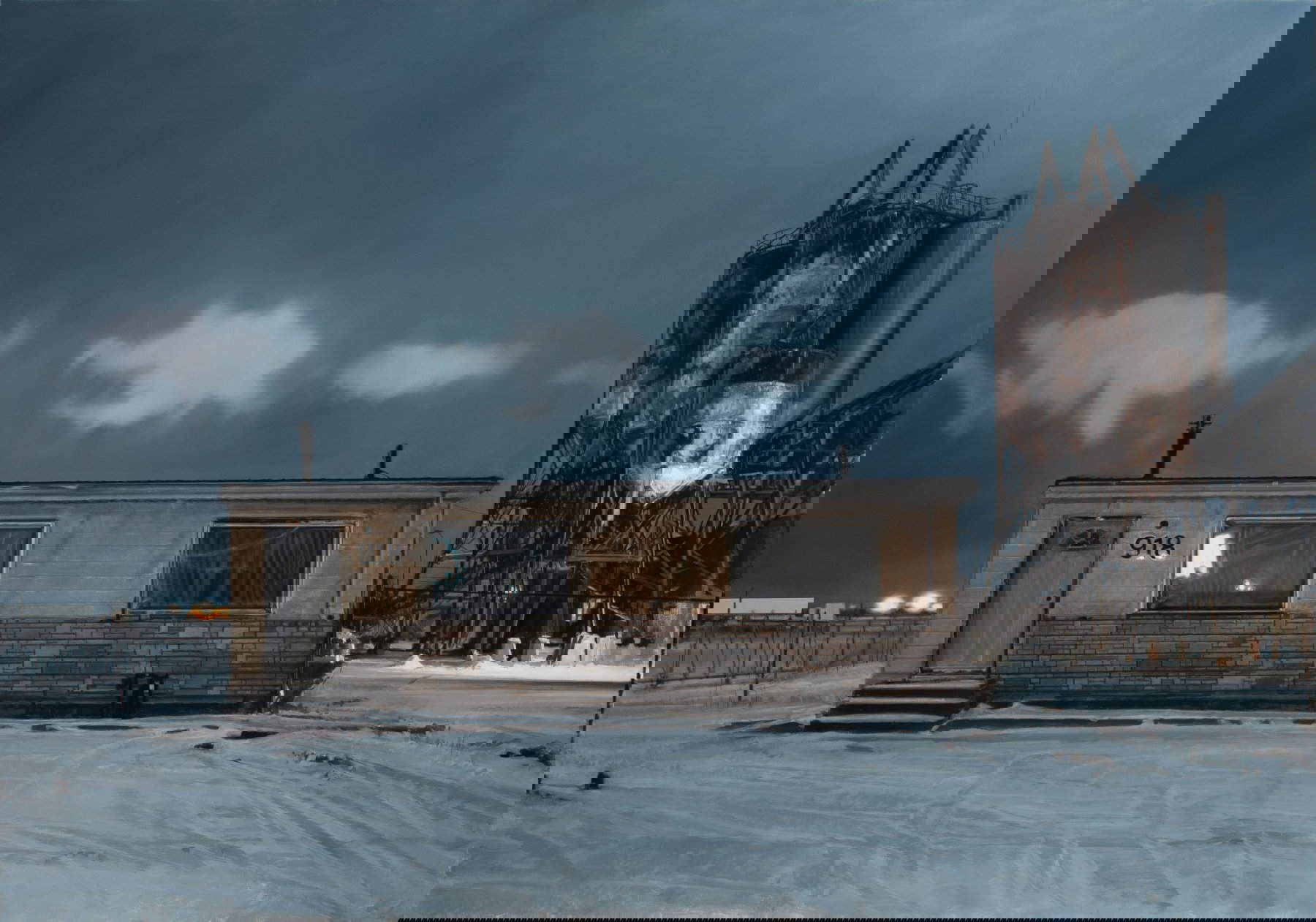 Nicola Nannini, Notte in grigio azzurro (2022-23; olio su tela, 100 x 140 cm)
