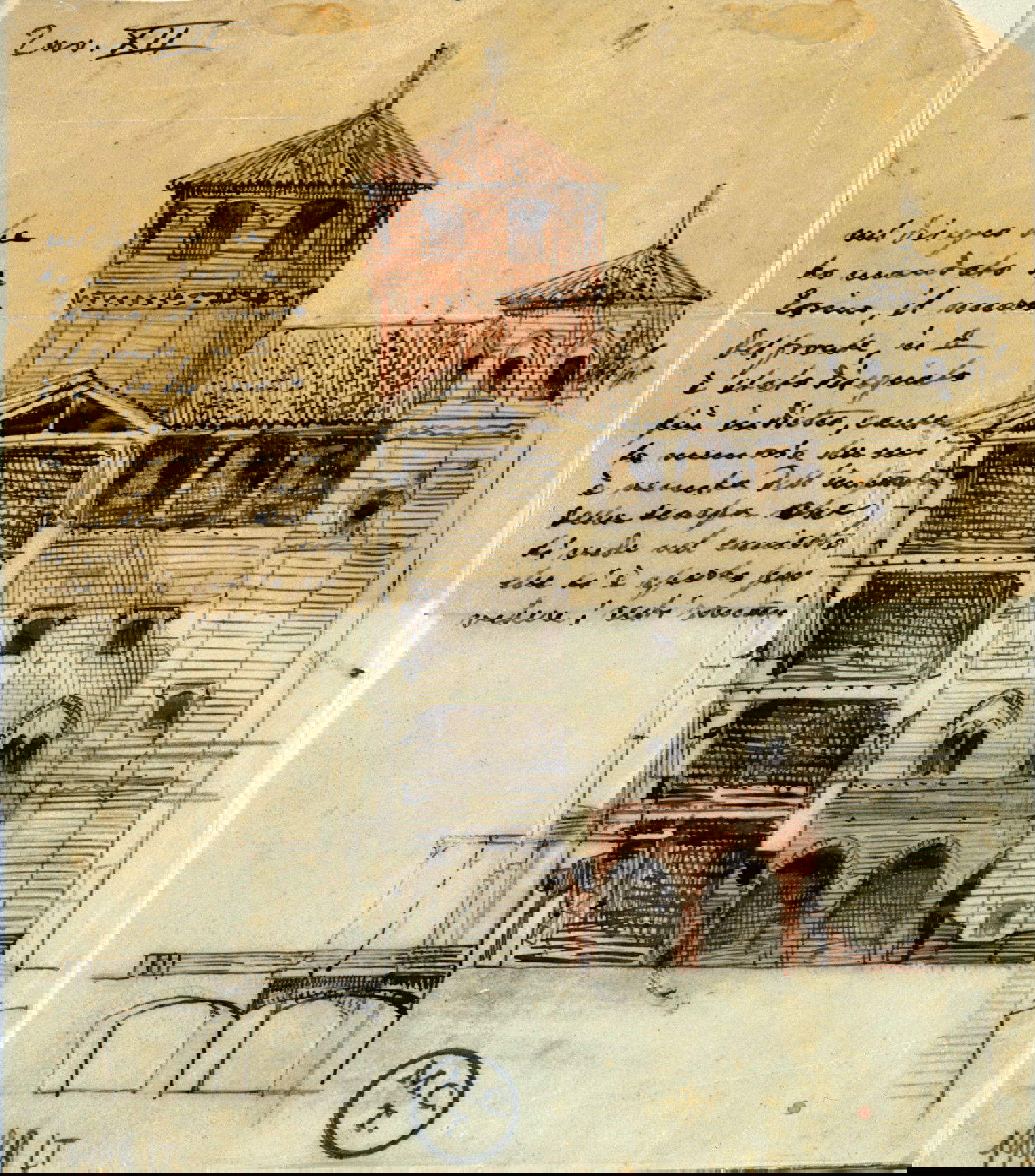 Alfredo d'Andrade, Turin - Palazzo Madama, Notizen (1884 - 1890; Bleistift, Feder und Aquarell; Turin , GAM - Galleria Civica d'Arte Moderna e Contemporanea, Gabinetto Disegni e Stampe, Alfredo d'Andrade Fundus)