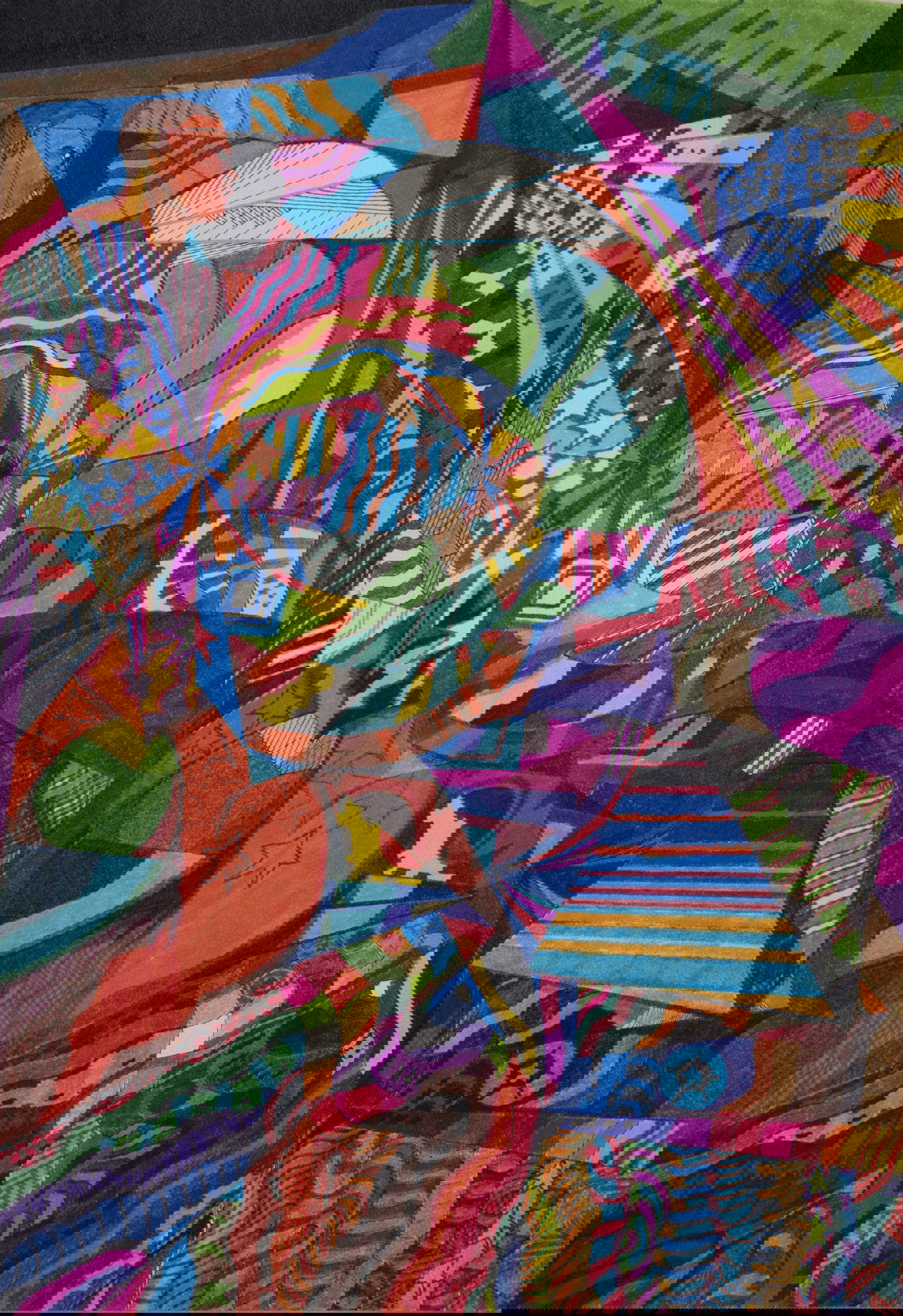 Paolo Conte, Eichhörnchen, Mensch-Zirkus (1974; schwarze Tusche und mehrfarbige Marker auf dickem Papier, 24,5 x 16,7 cm; Asti, Paolo Conte Archiv)