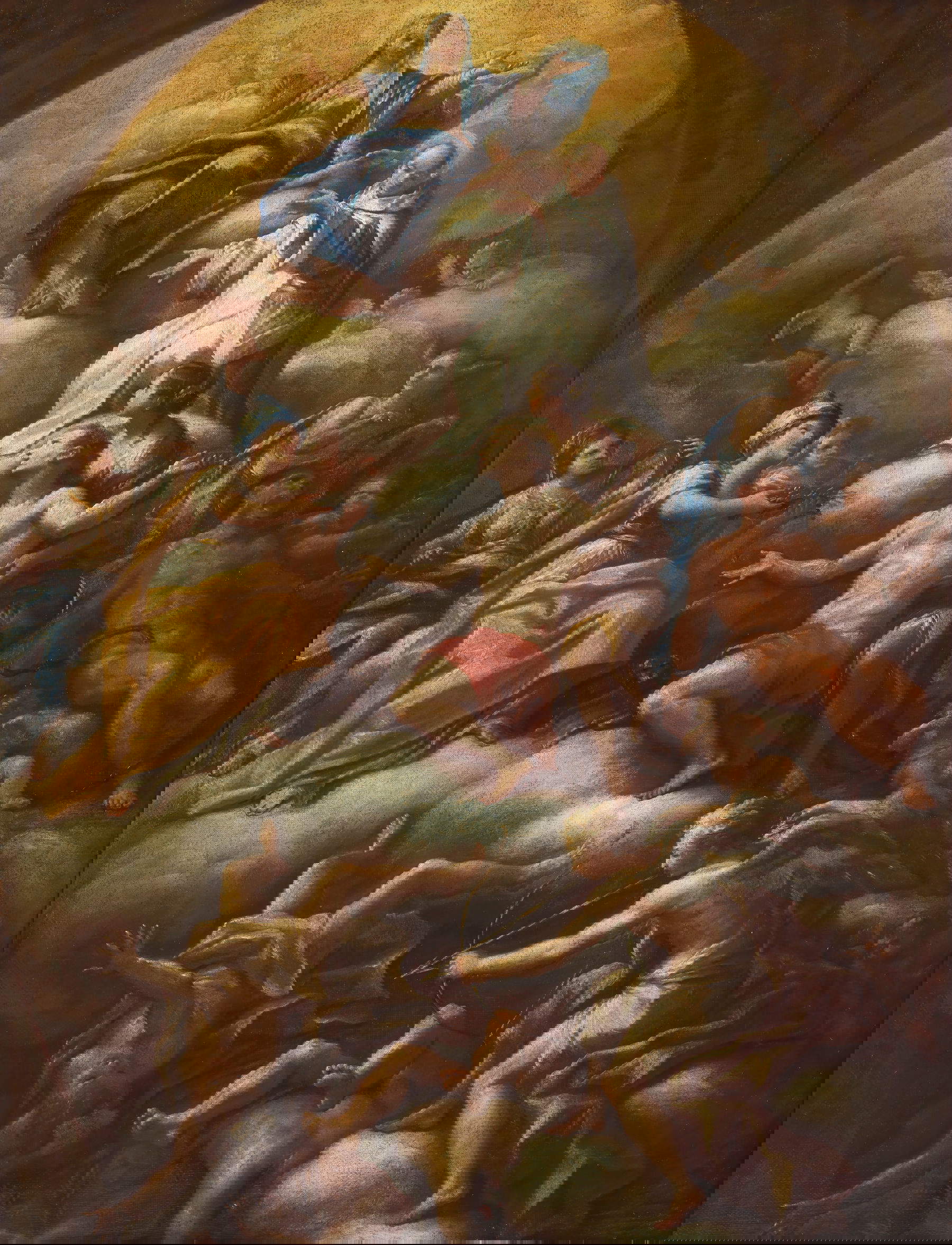 Paolo de Matteis, Der heilige Bruno, der bei der Madonna für die leidende Menschheit Fürsprache einlegt (Vorlage für die Freskendekoration der Spezieria in der Certosa di San Martino, Öl auf Leinwand, 89 x 65 cm; Neapel, Museum und Certosa di San Martino, Inv. SM 7) Foto: Fabio Speranza