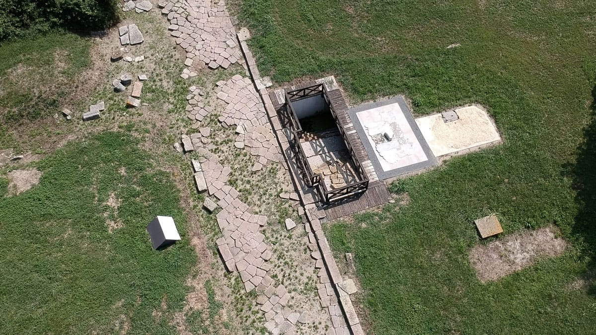 Aerial view of the Decumanus Archaeological Area. Photo: Samir Sayed Abdellattef and Giacomo Vidoni