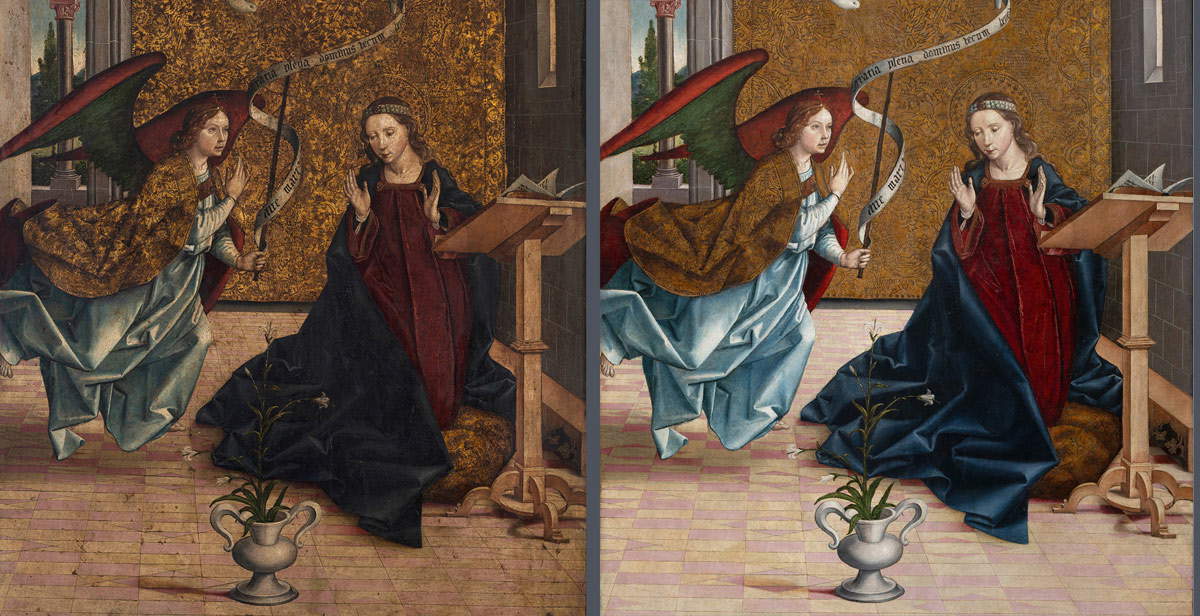 Spanien, das Meisterwerk des Renaissance-Künstlers Die Verkündigung von Pedro Berruguete restauriert