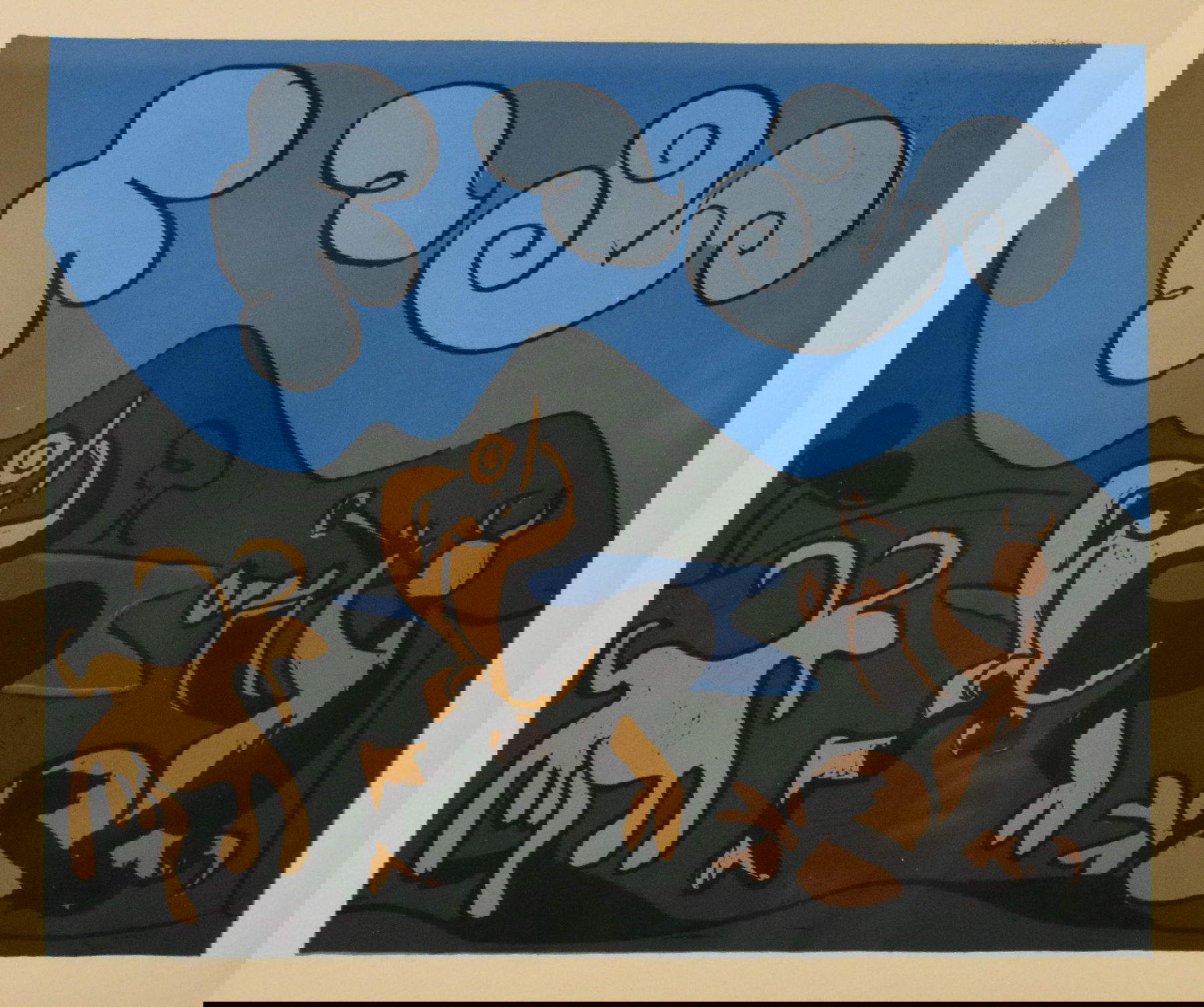 Pablo Picasso, Dos s&aacute;tiros y cabra Serie LINOLEOS (1958 - 1961; color linocut, 27 x 32.5 cm; Ed. Gustavo Gili, Barcelona, 1962) Courtesy of Fundaci&oacute;n Museo de Artes del Grabado