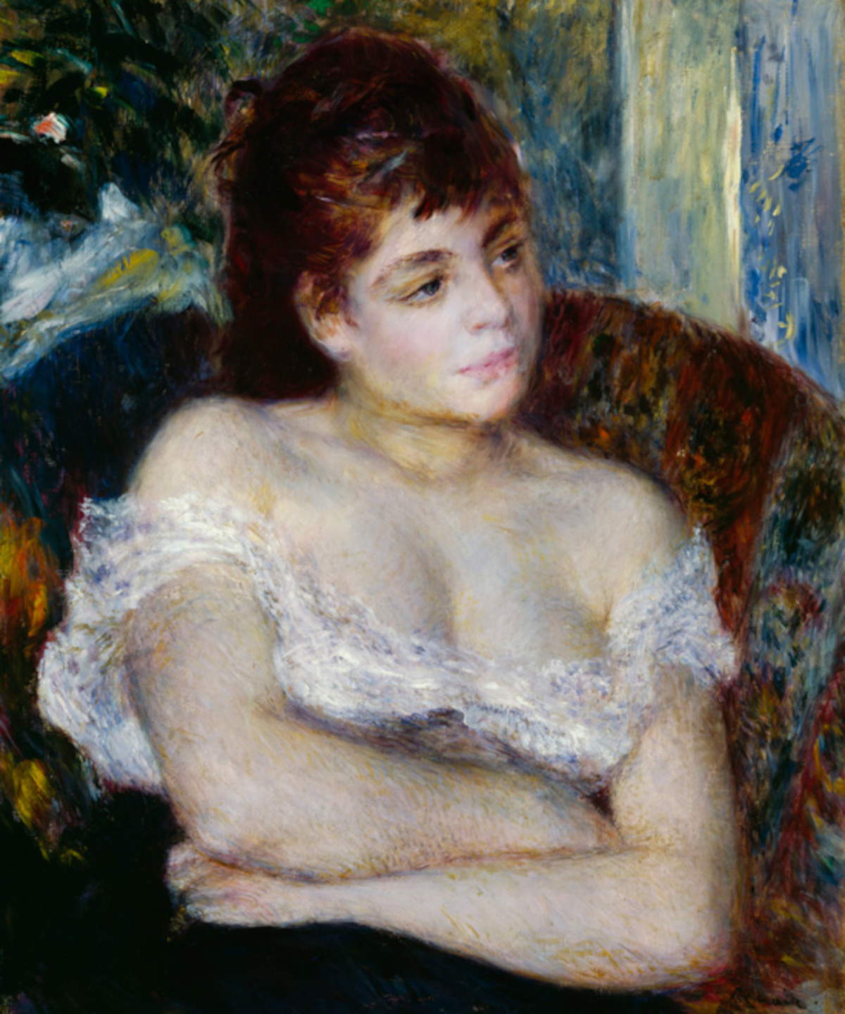 Pierre Auguste Renoir, Frau im Sessel (1874; Öl auf Leinwand, 61 x 50,5 cm; Detroit, Detroit Institute of Arts)