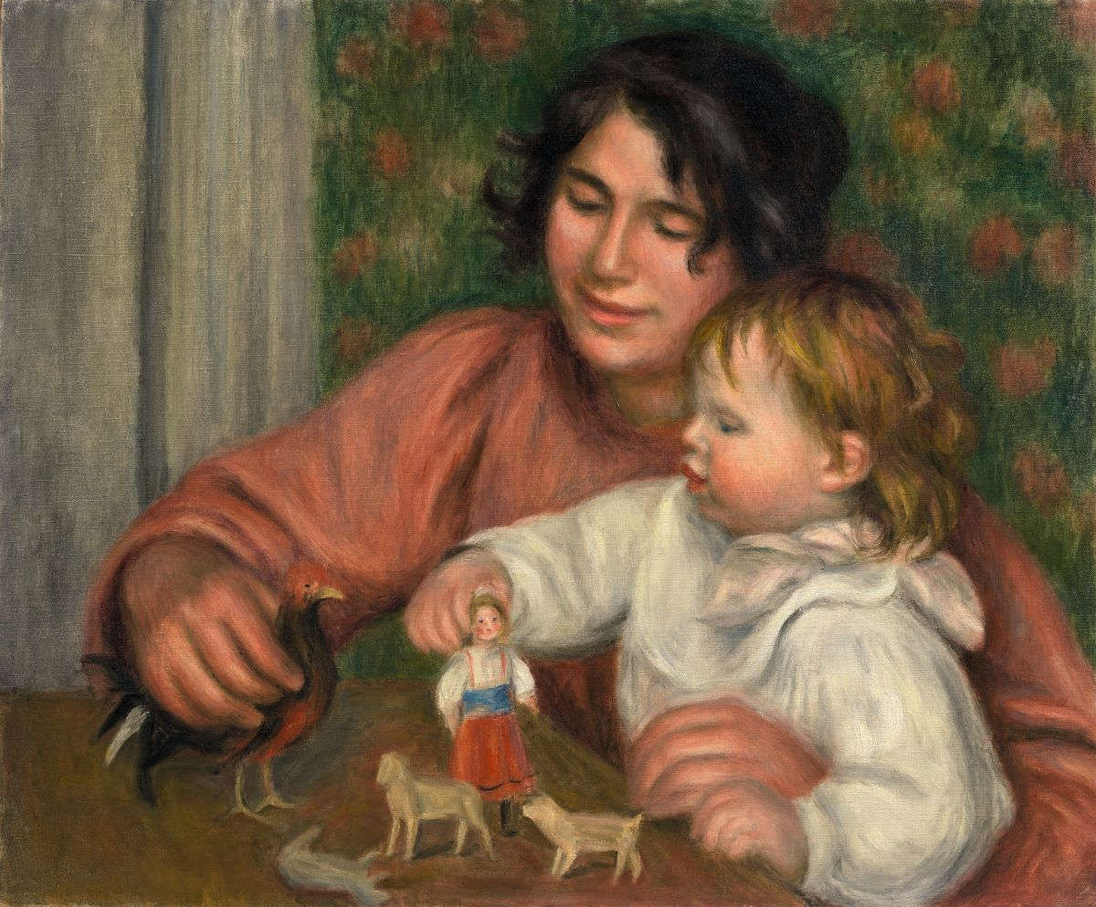 Pierre-Auguste Renoir, L'enfant et ses jouets - Gabrielle et le fils de l'artiste, Jean (before 1910; oil on canvas)